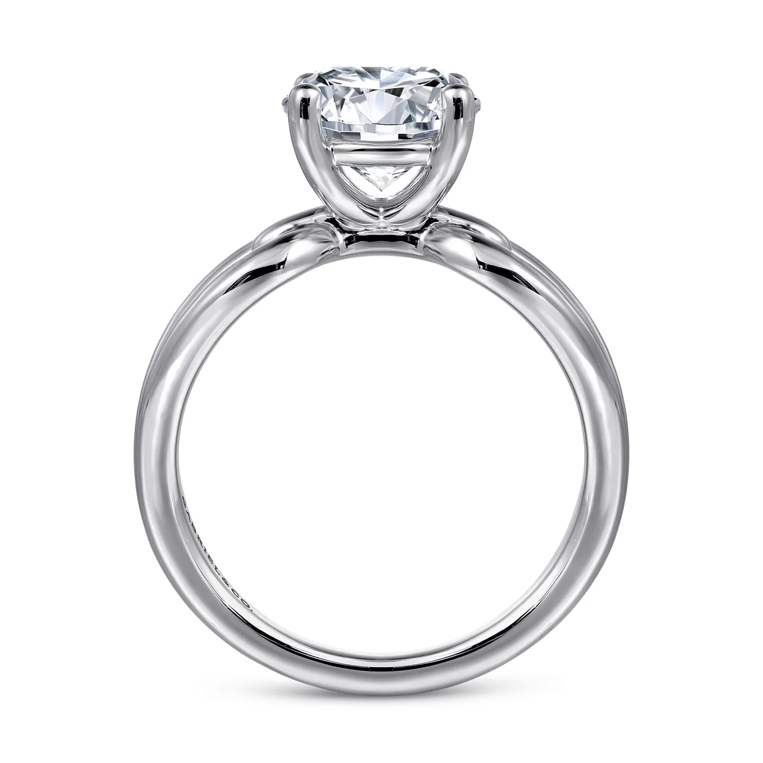 Round Split Foundation Diamond Engagement Ring in 14K White Gold, photograph 2