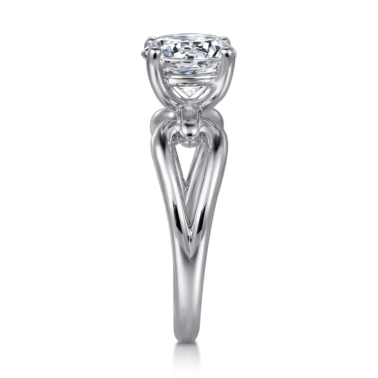 Round Split Foundation Diamond Engagement Ring in 14K White Gold, photograph 5