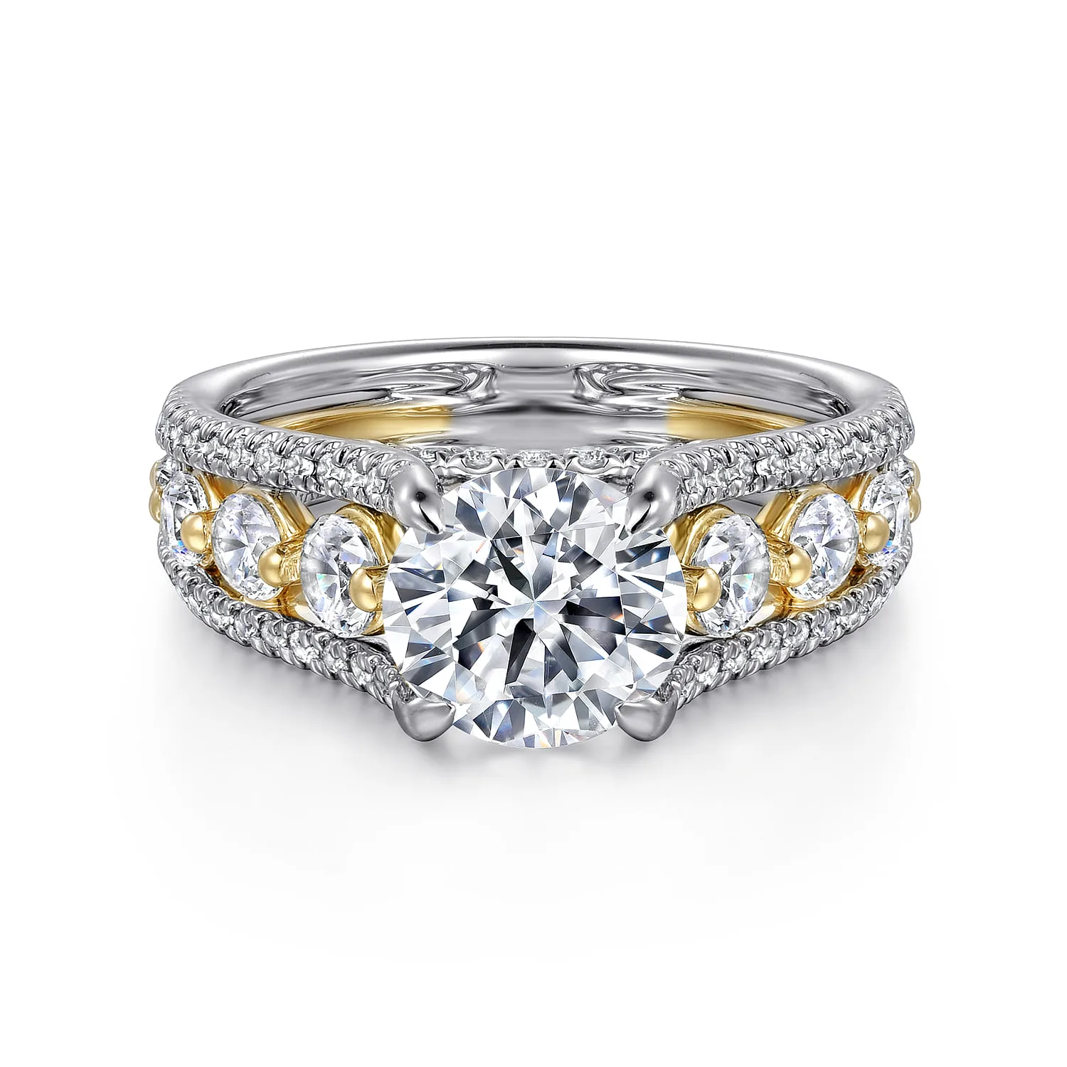 Wide Band Diamond Engagement Ring