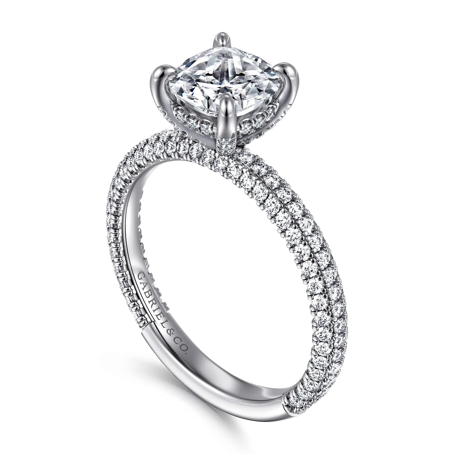 Cushion Diamond Engagement Ring in 14K White Gold, photograph 3