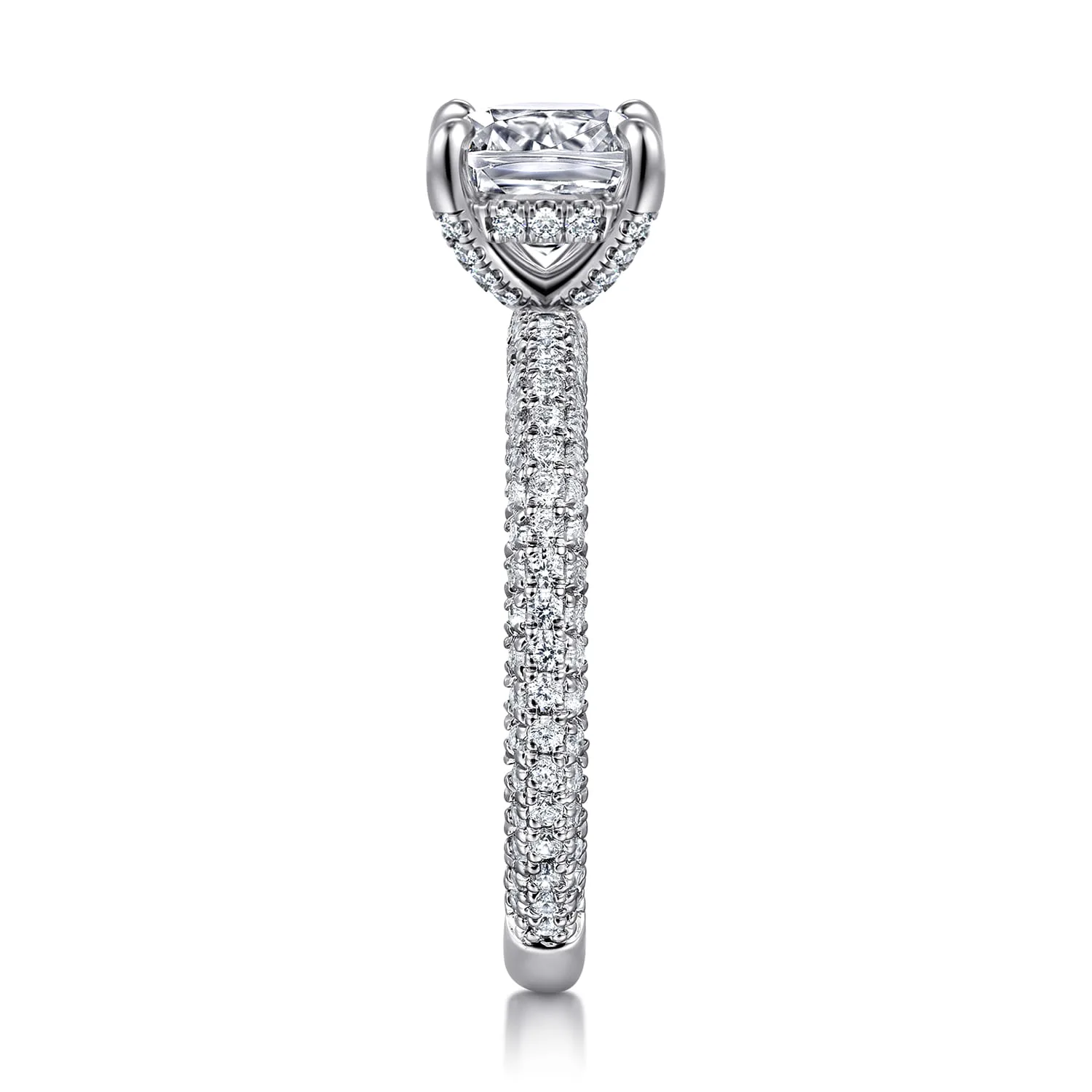 Cushion Diamond Engagement Ring in 14K White Gold, photograph 4