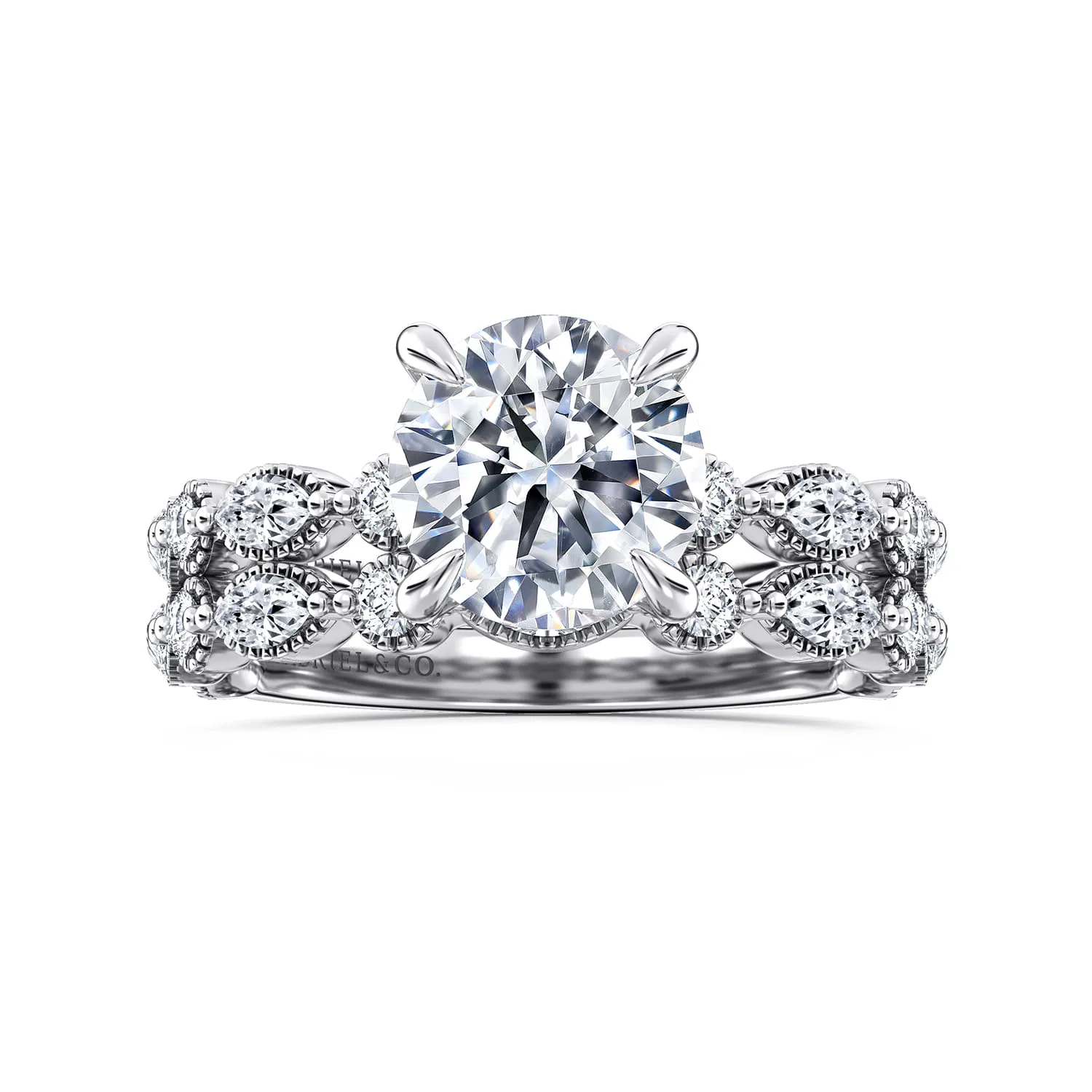 Round Diamond Engagement Ring in 14K White Gold, photograph 4