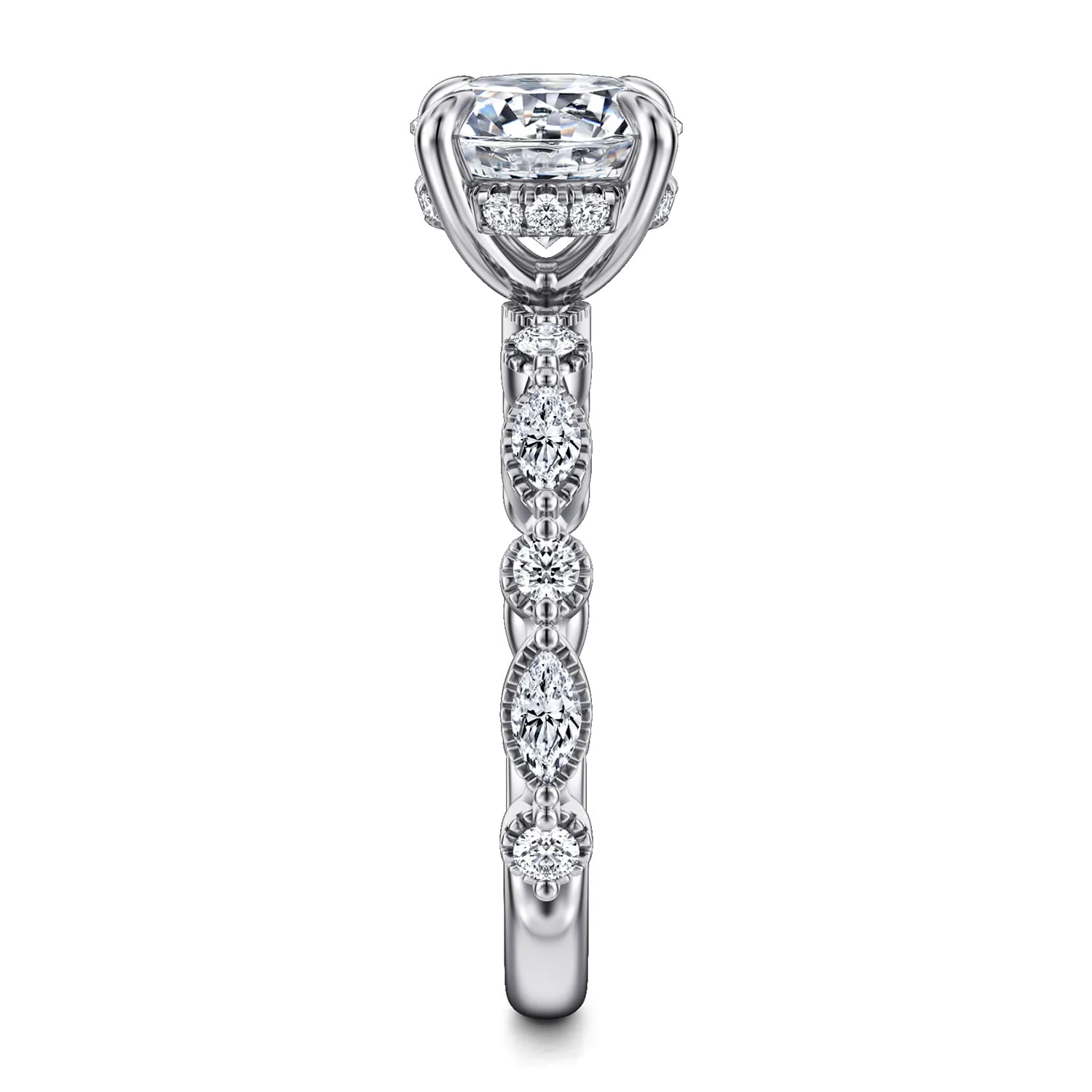 Round Diamond Engagement Ring in 14K White Gold, photograph 5