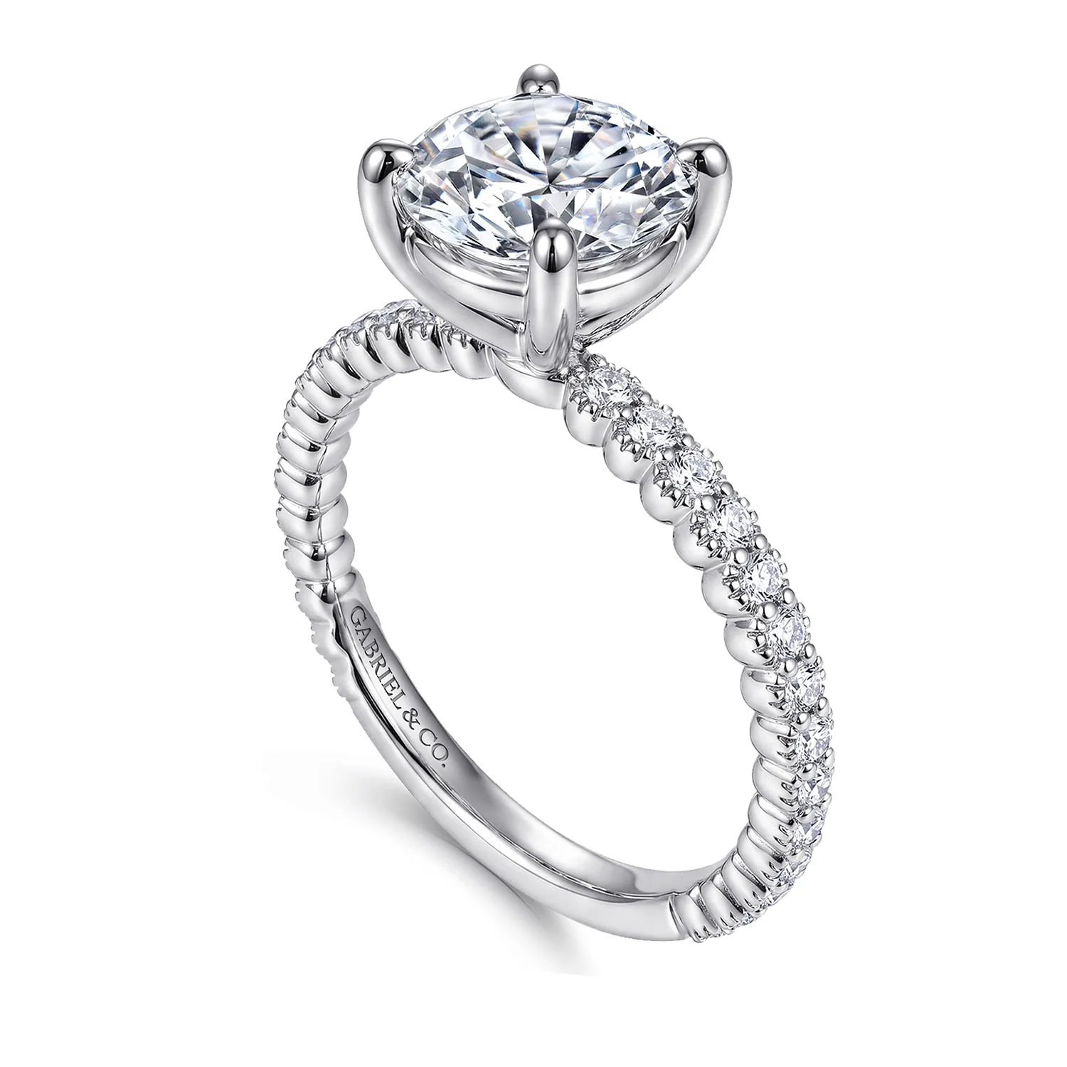 Round Diamond Engagement Ring in 14K White Gold, photograph 3