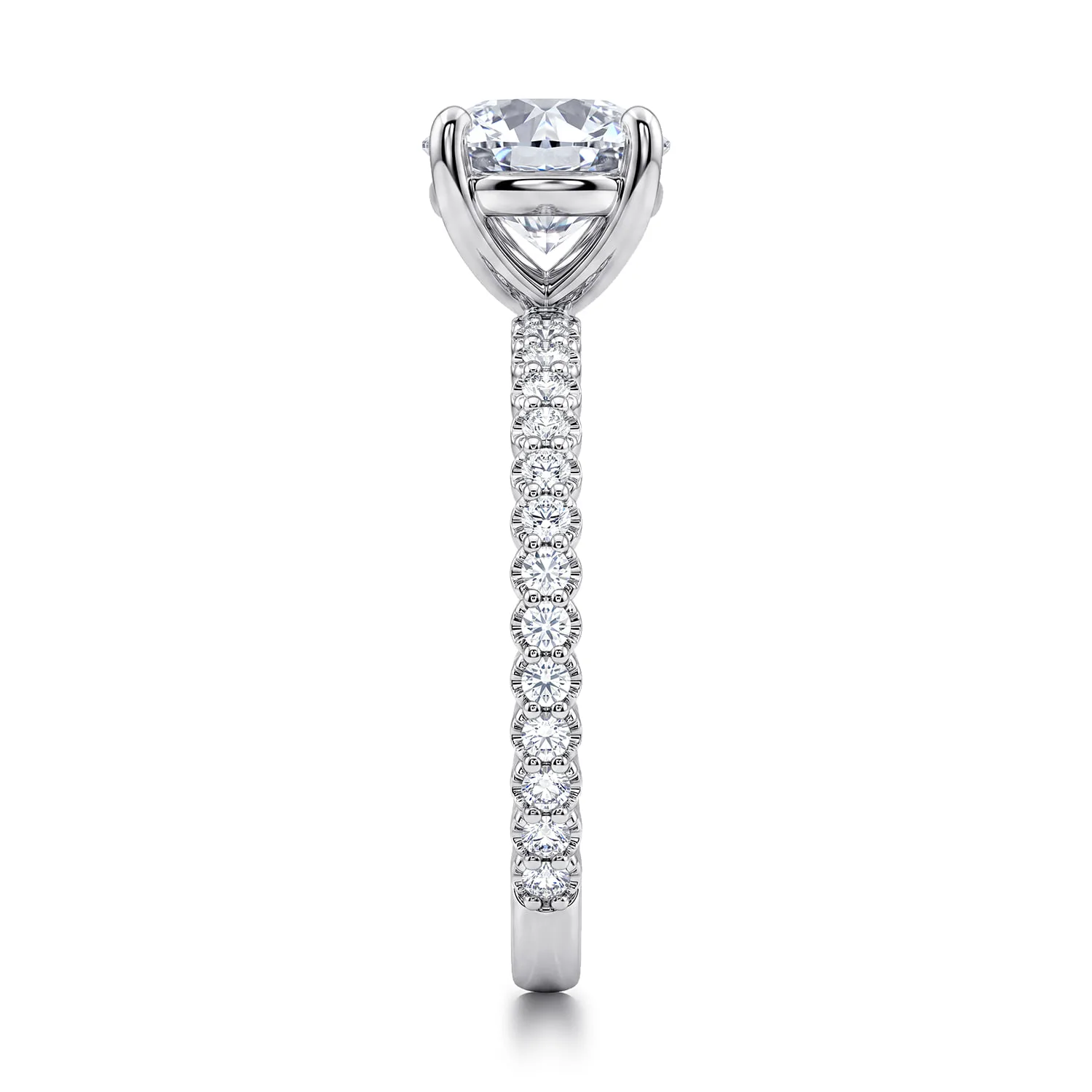 Round Diamond Engagement Ring in 14K White Gold, photograph 4