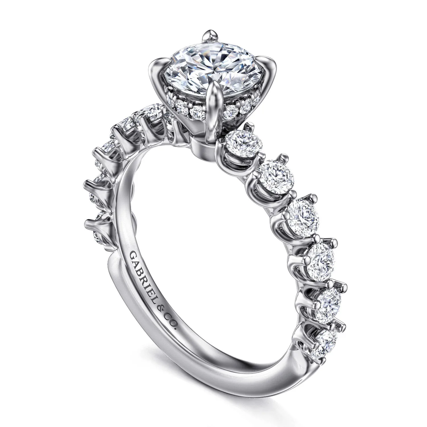 Round Diamond Engagement Ring in 14K White Gold, photograph 3