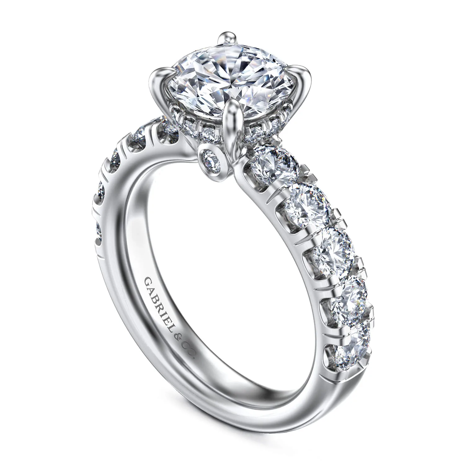 Round Diamond Engagement Ring in 14K White Gold, photograph 3