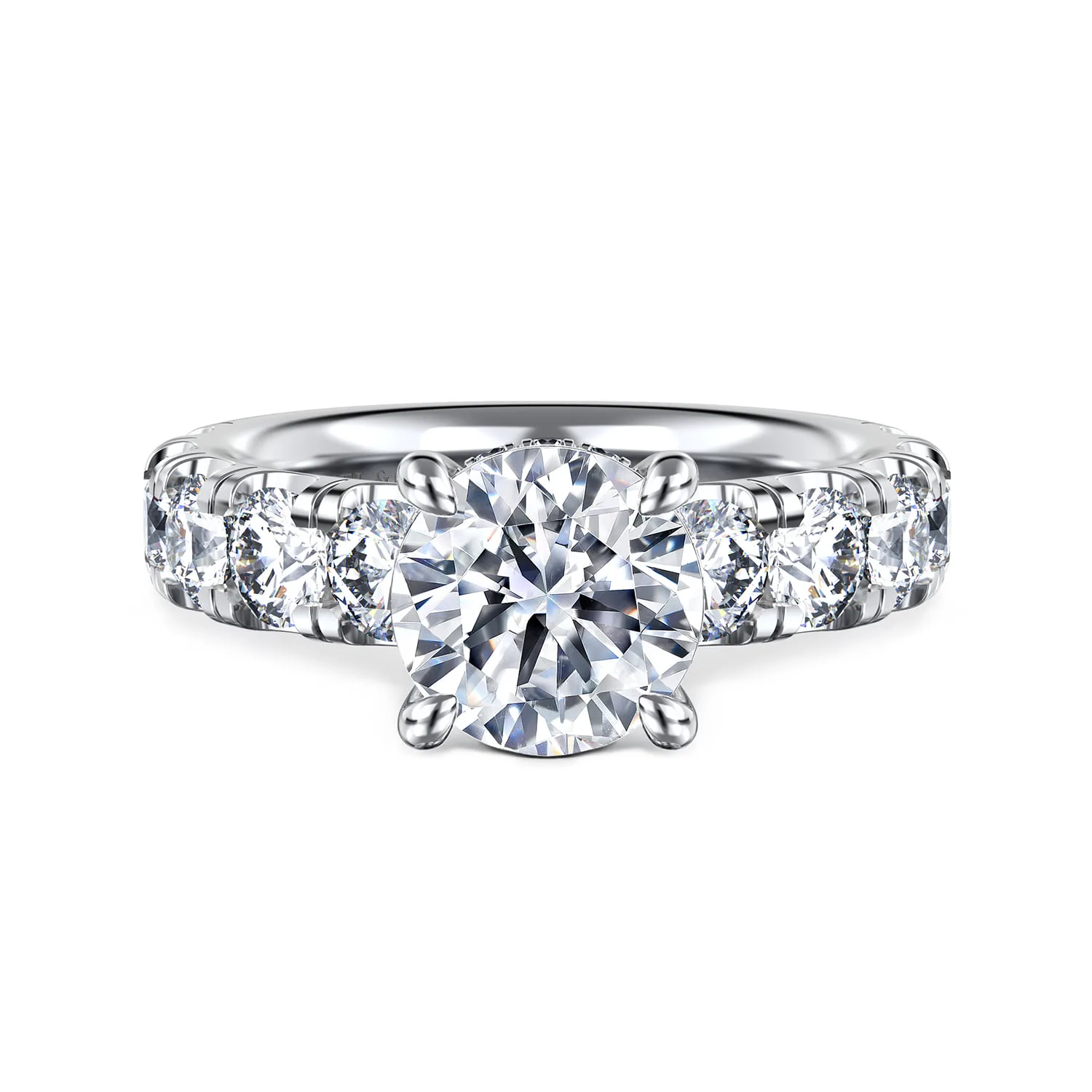 Round Diamond Engagement Ring in 14K White Gold