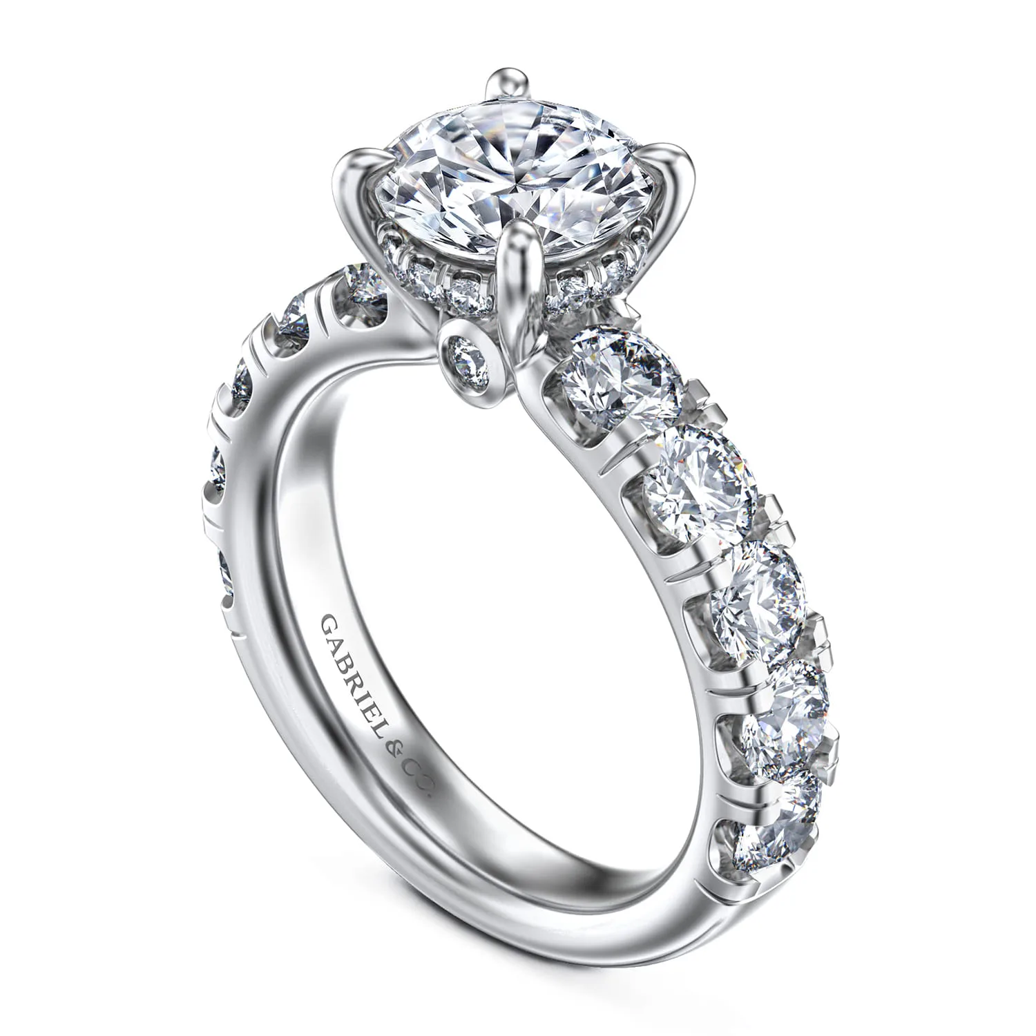 Round Diamond Engagement Ring in 14K White Gold, photograph 3