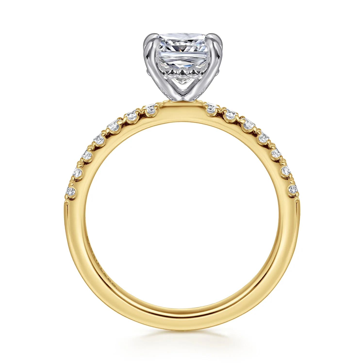 Cushion Diamond Engagement Ring in 14K White/Yellow Gold, photograph 2