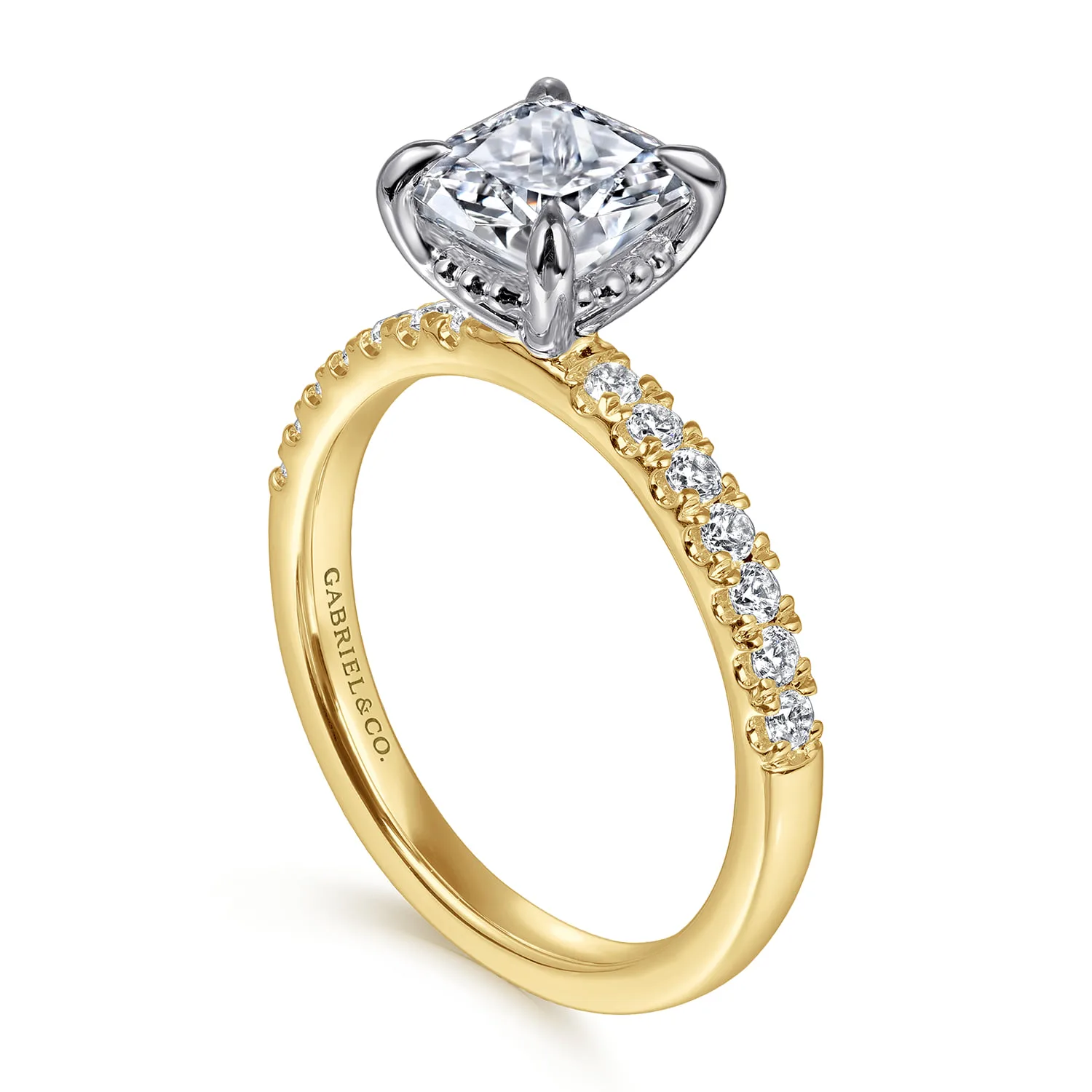 Cushion Diamond Engagement Ring in 14K White/Yellow Gold, photograph 3