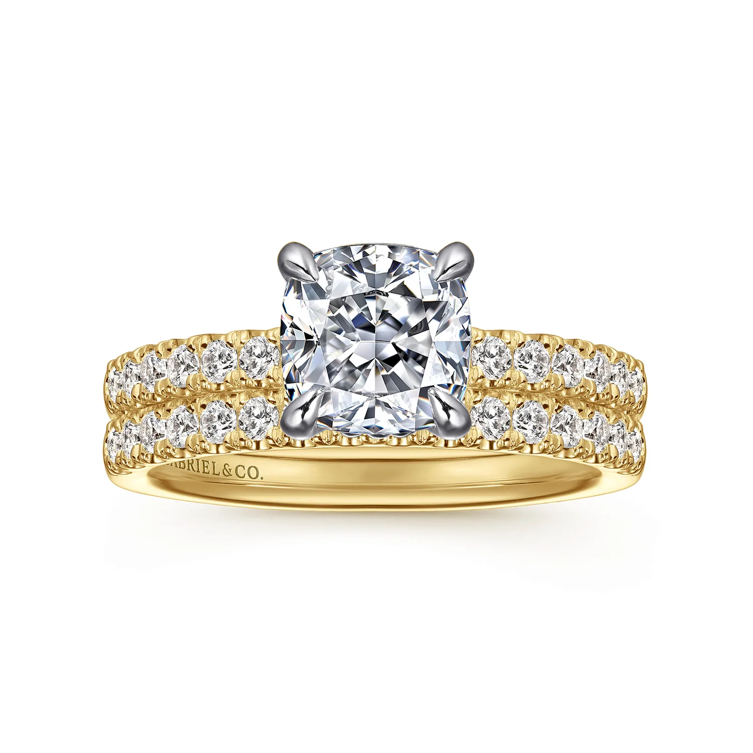 Cushion Diamond Engagement Ring in 14K White/Yellow Gold, photograph 4