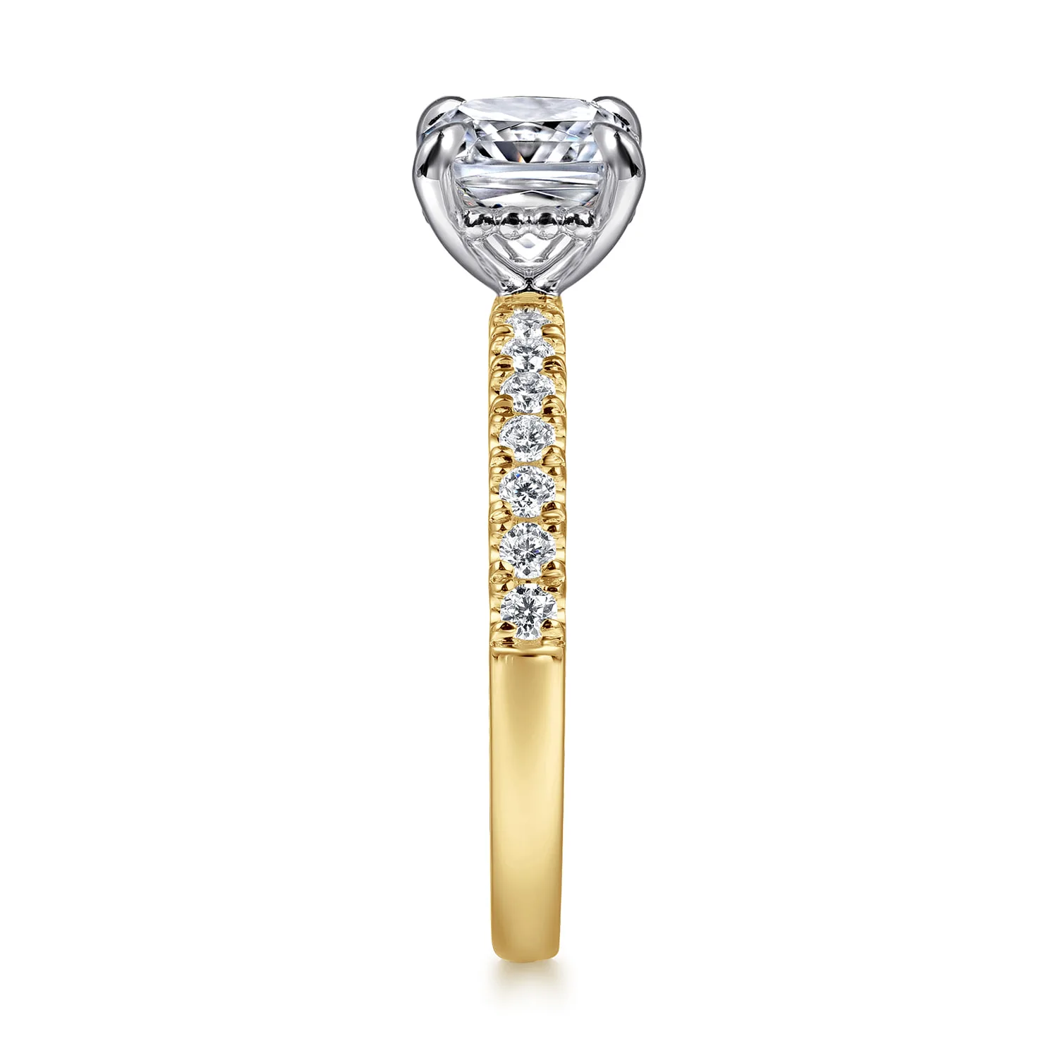 Cushion Diamond Engagement Ring in 14K White/Yellow Gold, photograph 5