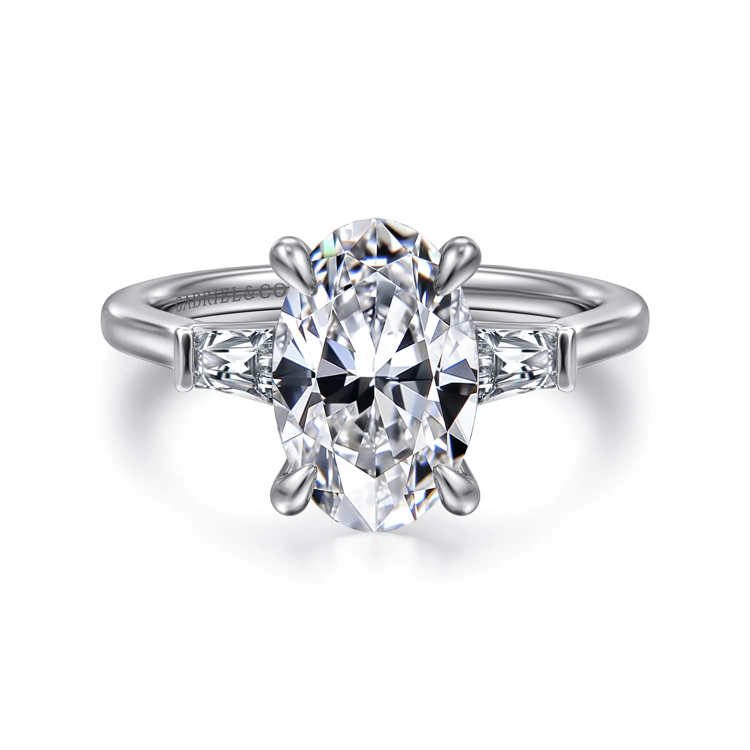 Three Stone Lotus Diamond Engagement Ring