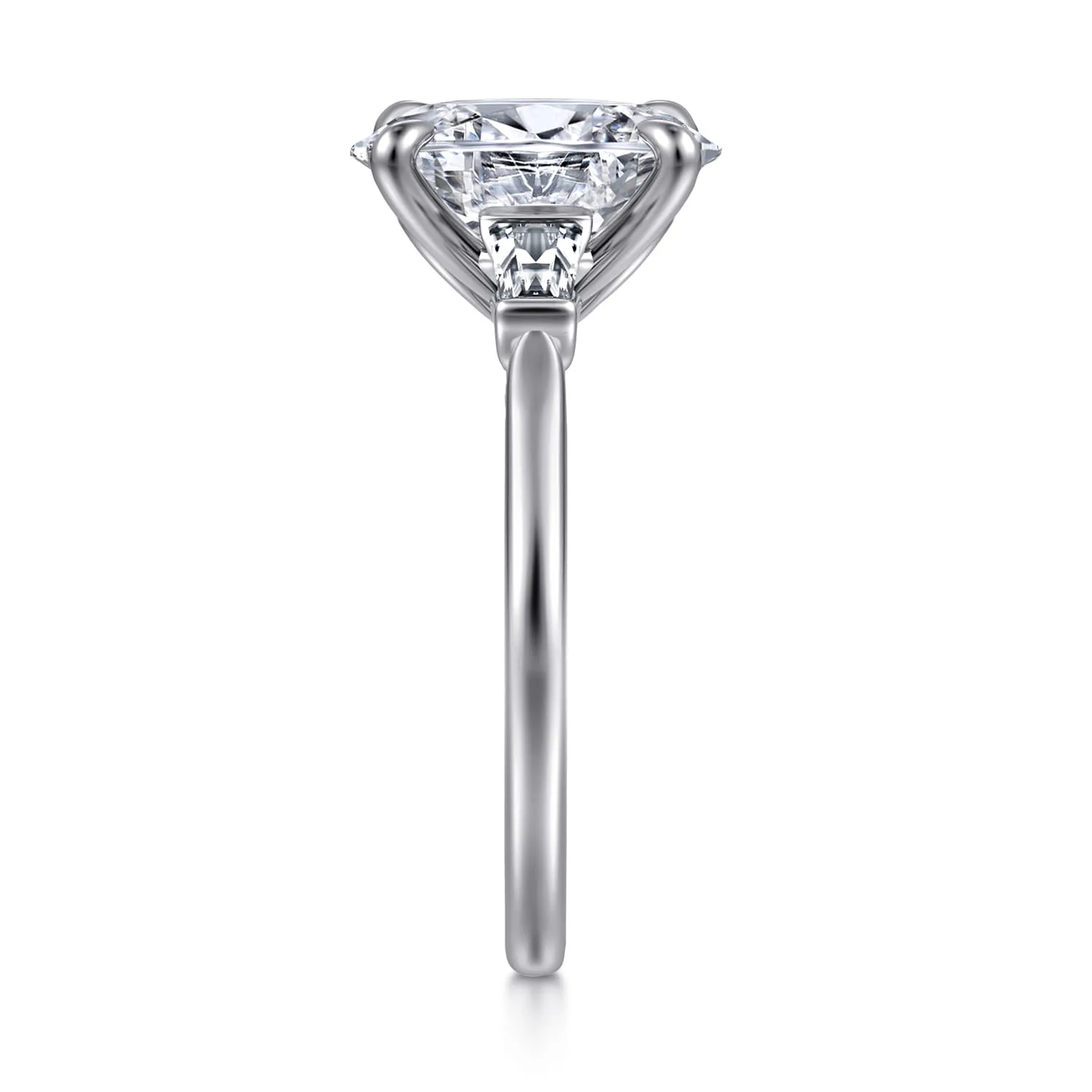 Oval Three Stone Lotus Diamond Engagement Ring in 14K White Gold, photograph 5