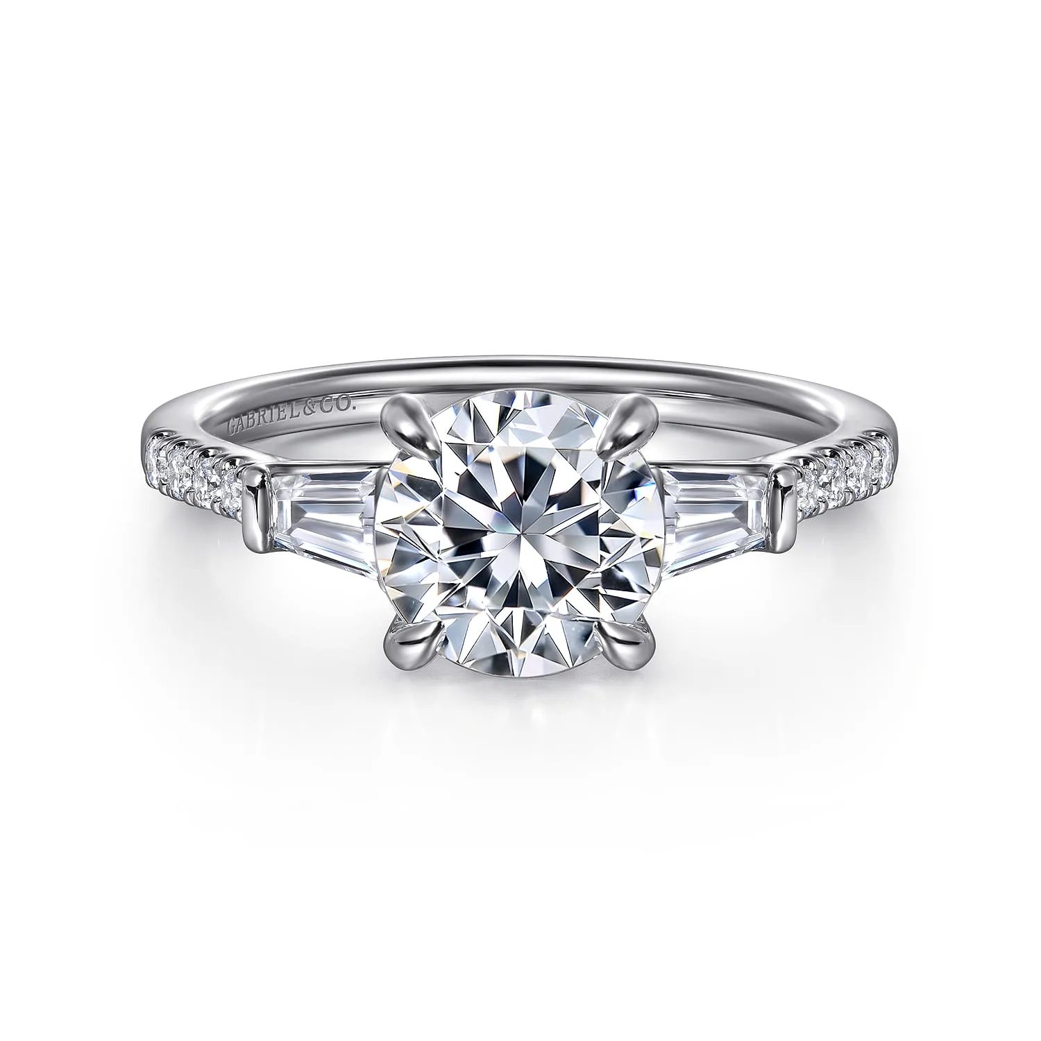 Three Stone Lotus Diamond Engagement Ring