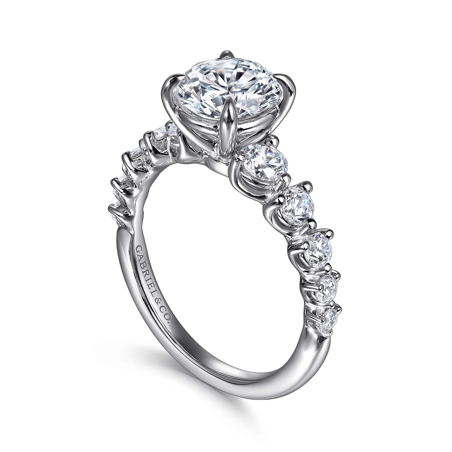Round Diamond Engagement Ring in 14K White Gold, photograph 3