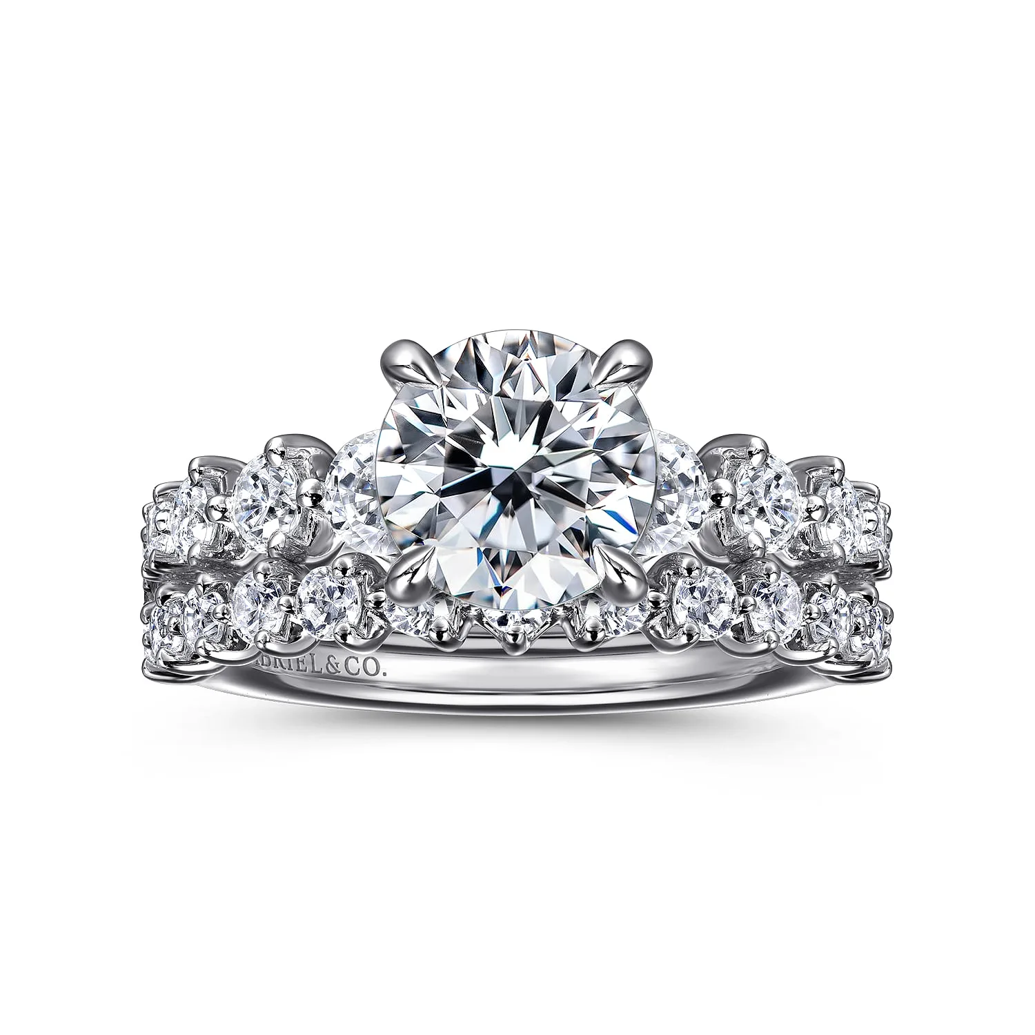 Round Diamond Engagement Ring in 14K White Gold, photograph 4