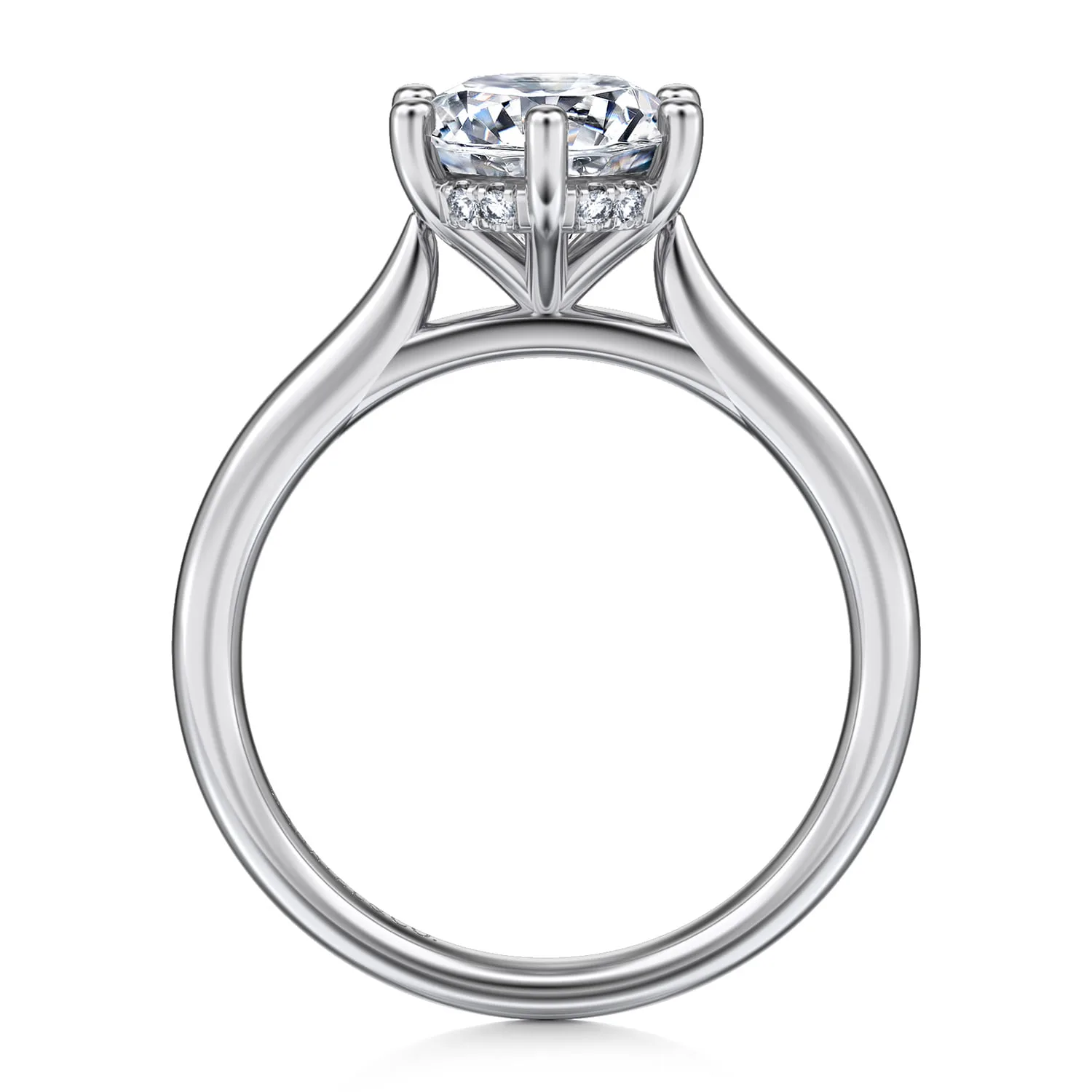 Round 6 Prong Solitaire Diamond Engagement Ring in 14K White Gold, photograph 2