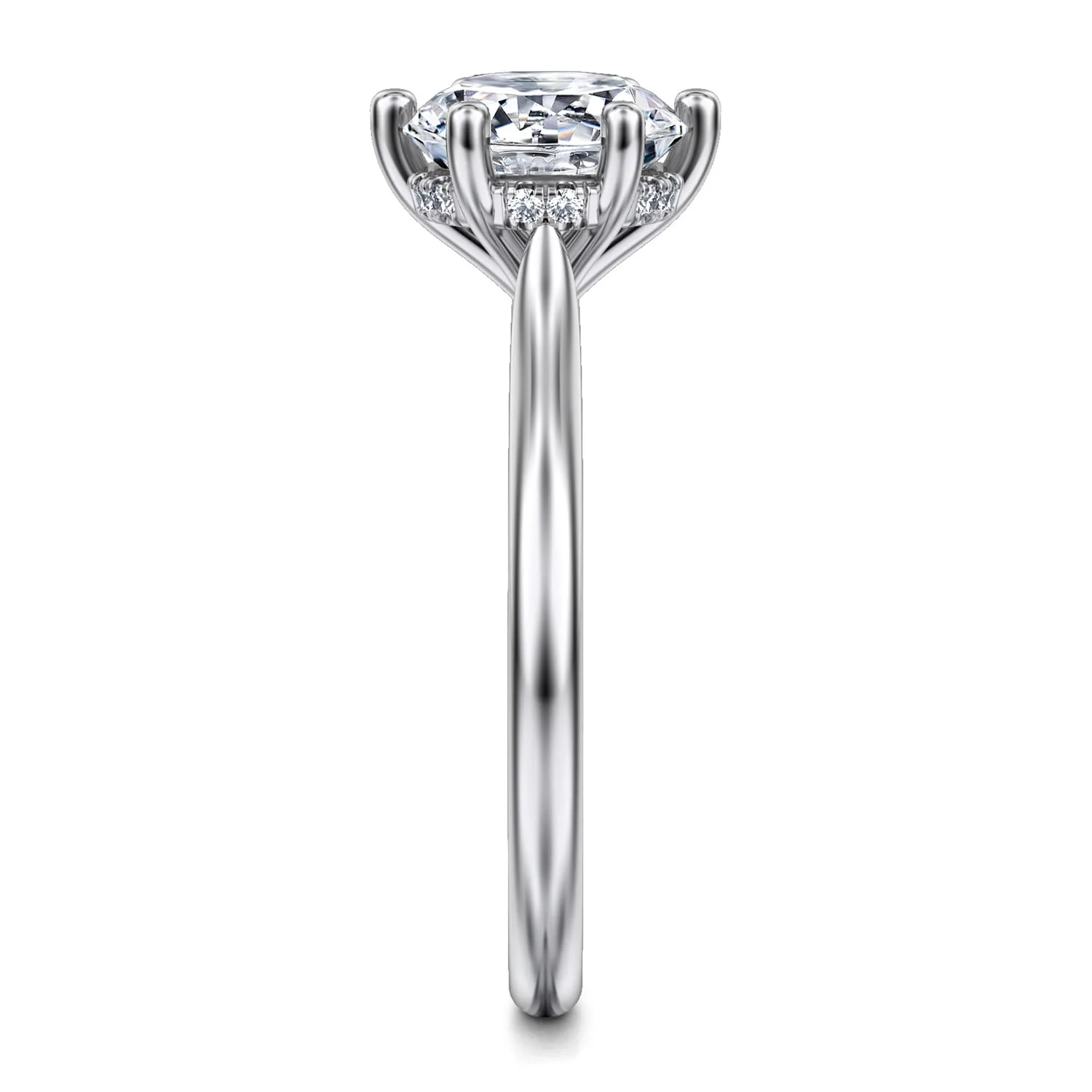 Round 6 Prong Solitaire Diamond Engagement Ring in 14K White Gold, photograph 5