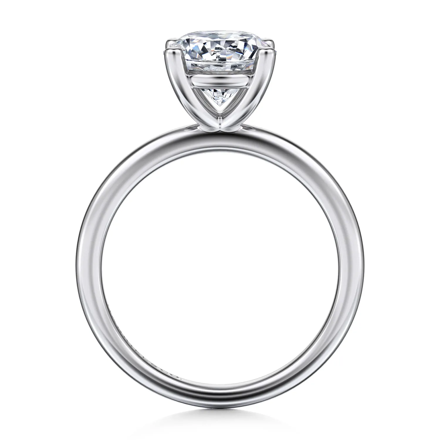 Round Solitaire Diamond Engagement Ring in 14K White Gold, photograph 2