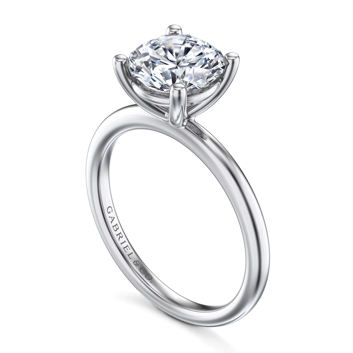 Round Solitaire Diamond Engagement Ring in 14K White Gold, photograph 3