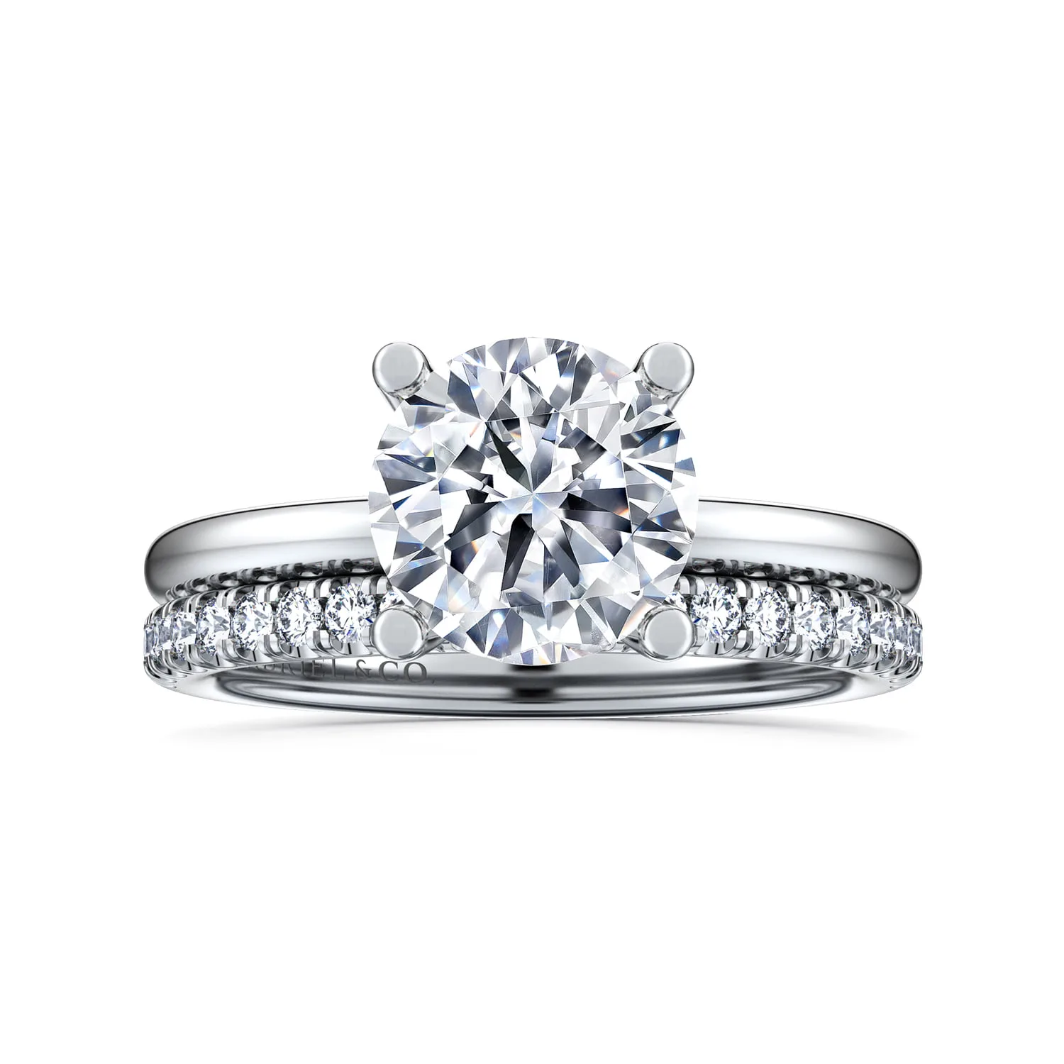 Round Solitaire Diamond Engagement Ring in 14K White Gold, photograph 4