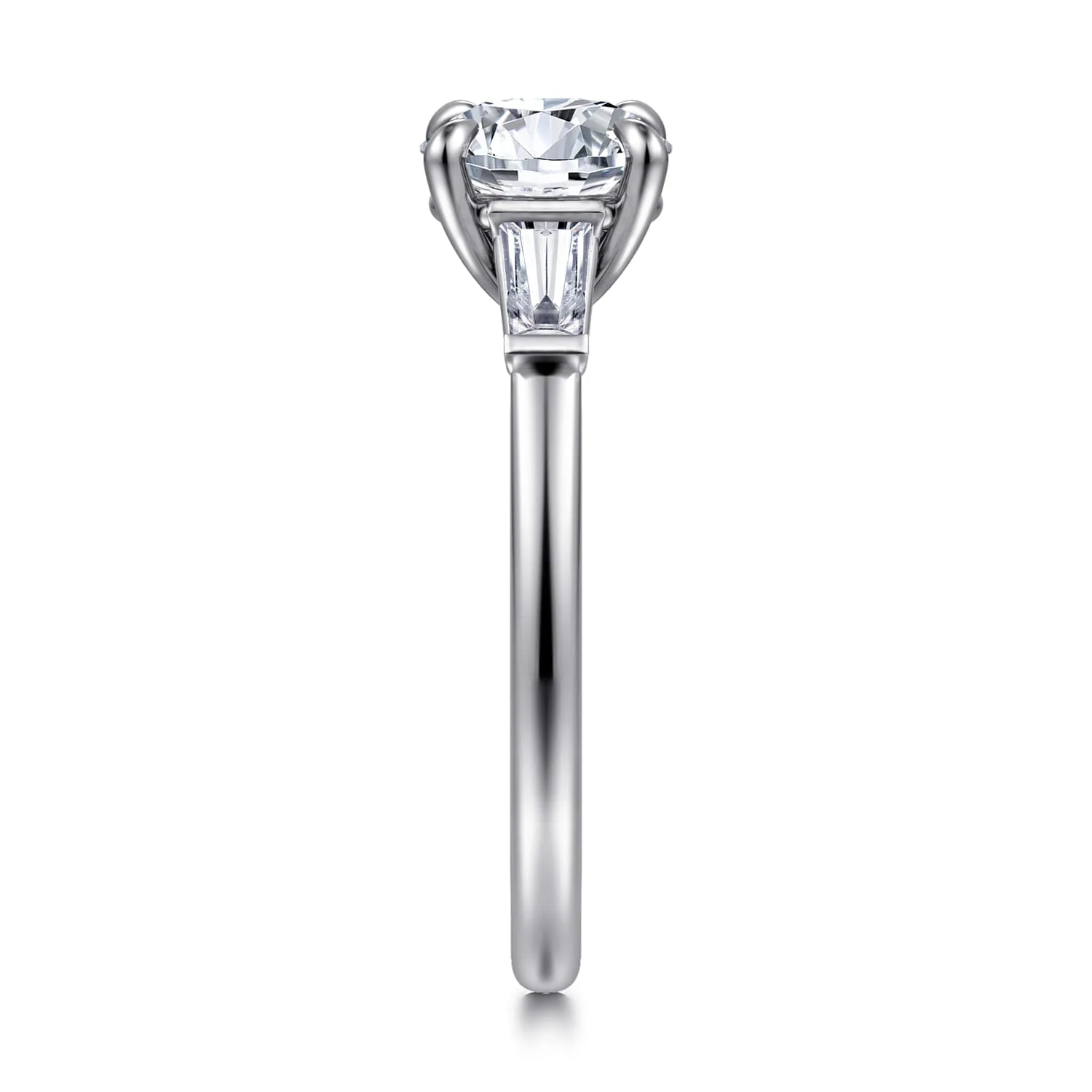 Round Three Stone Diamond Engagement Ring in 14K White Gold, photograph 5