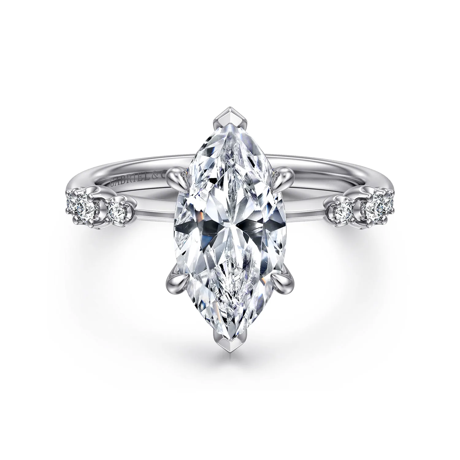 Marquise Diamond Engagement Ring in 14K White Gold