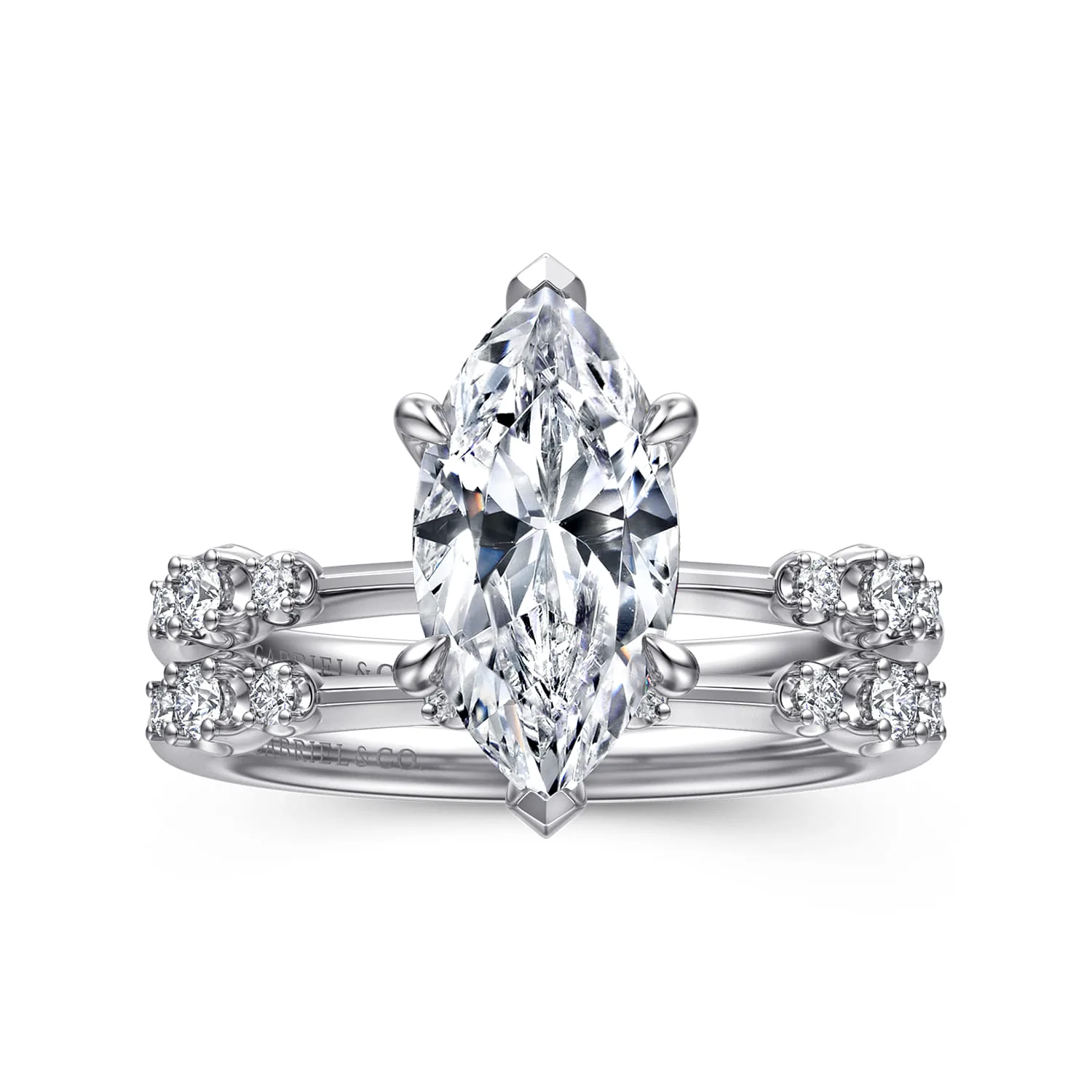 Marquise Diamond Engagement Ring in 14K White Gold, photograph 4