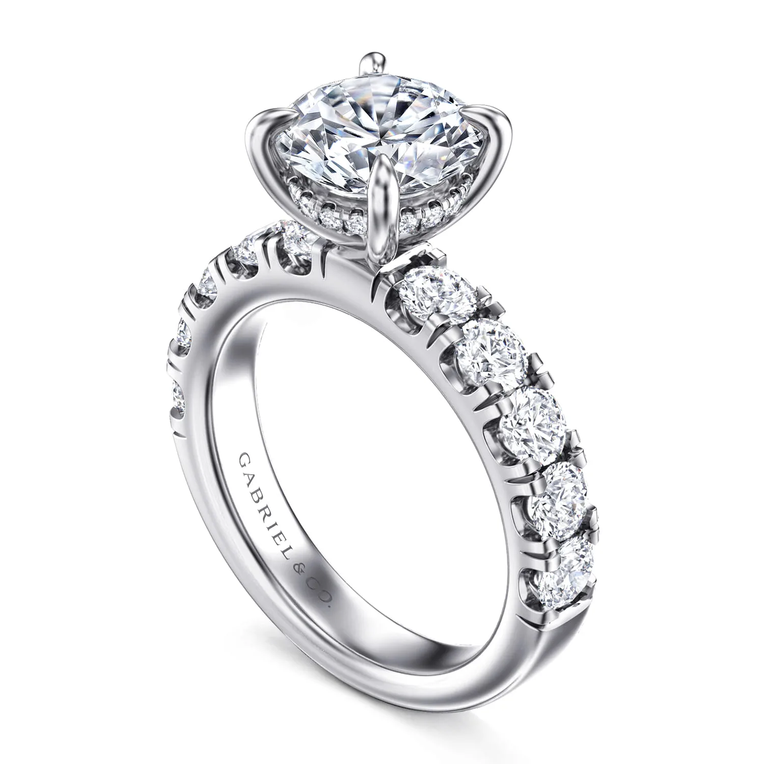 Round Diamond Engagement Ring in 14K White Gold, photograph 3