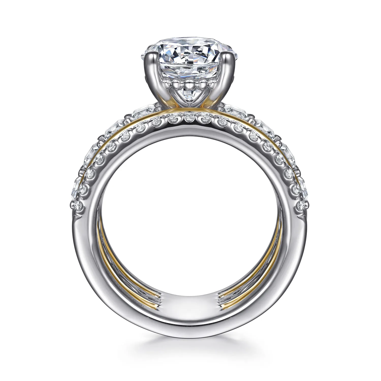 Round Diamond Engagement Ring in 14K White/Yellow Gold, photograph 2