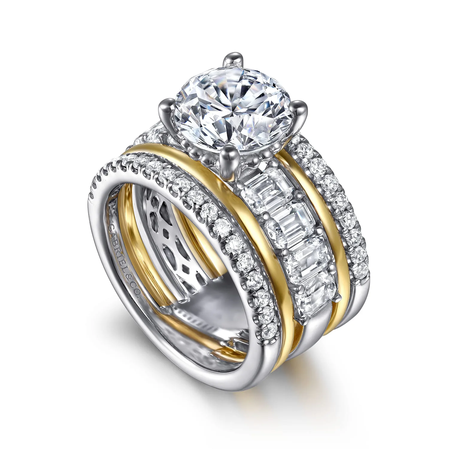 Round Diamond Engagement Ring in 14K White/Yellow Gold, photograph 3