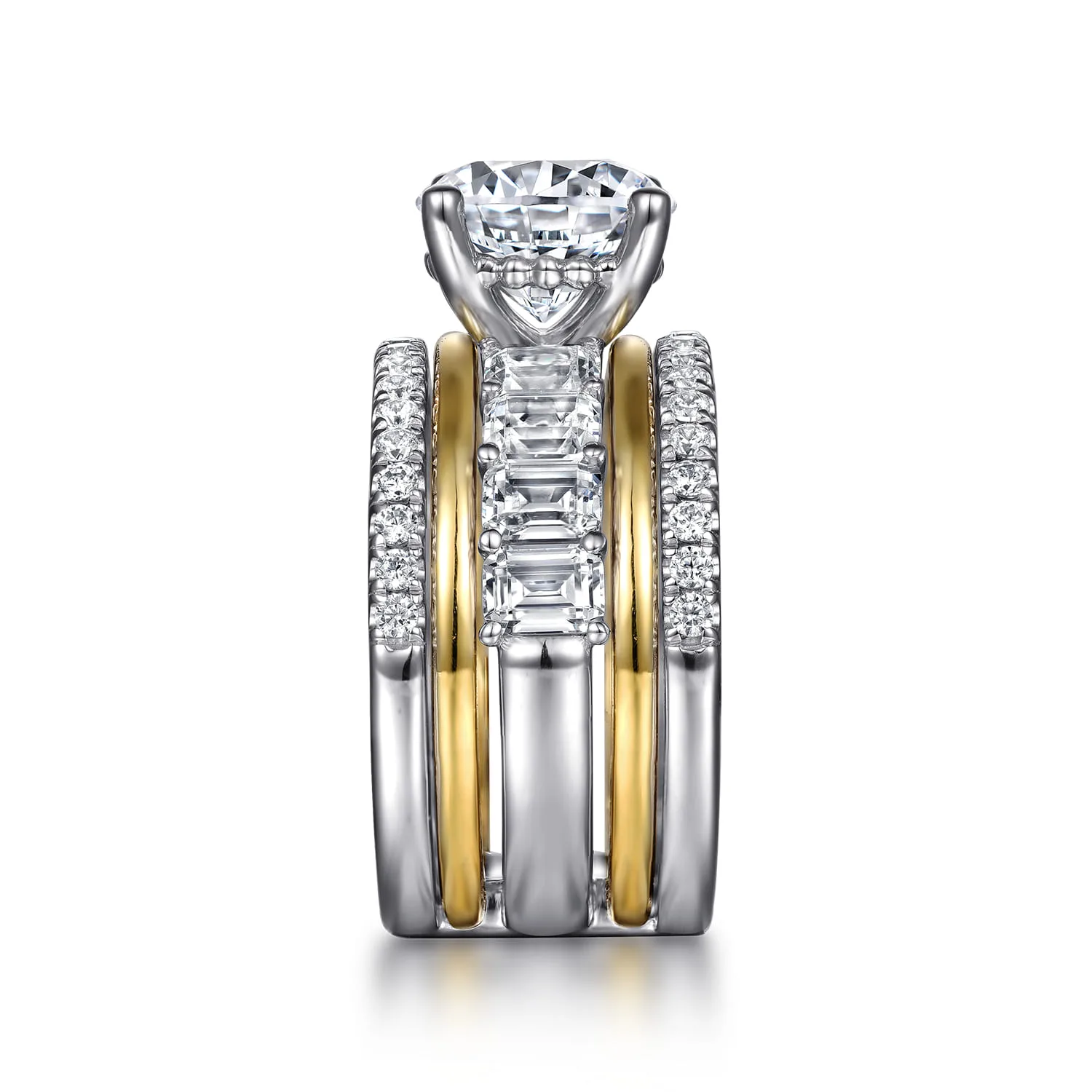 Round Diamond Engagement Ring in 14K White/Yellow Gold, photograph 5