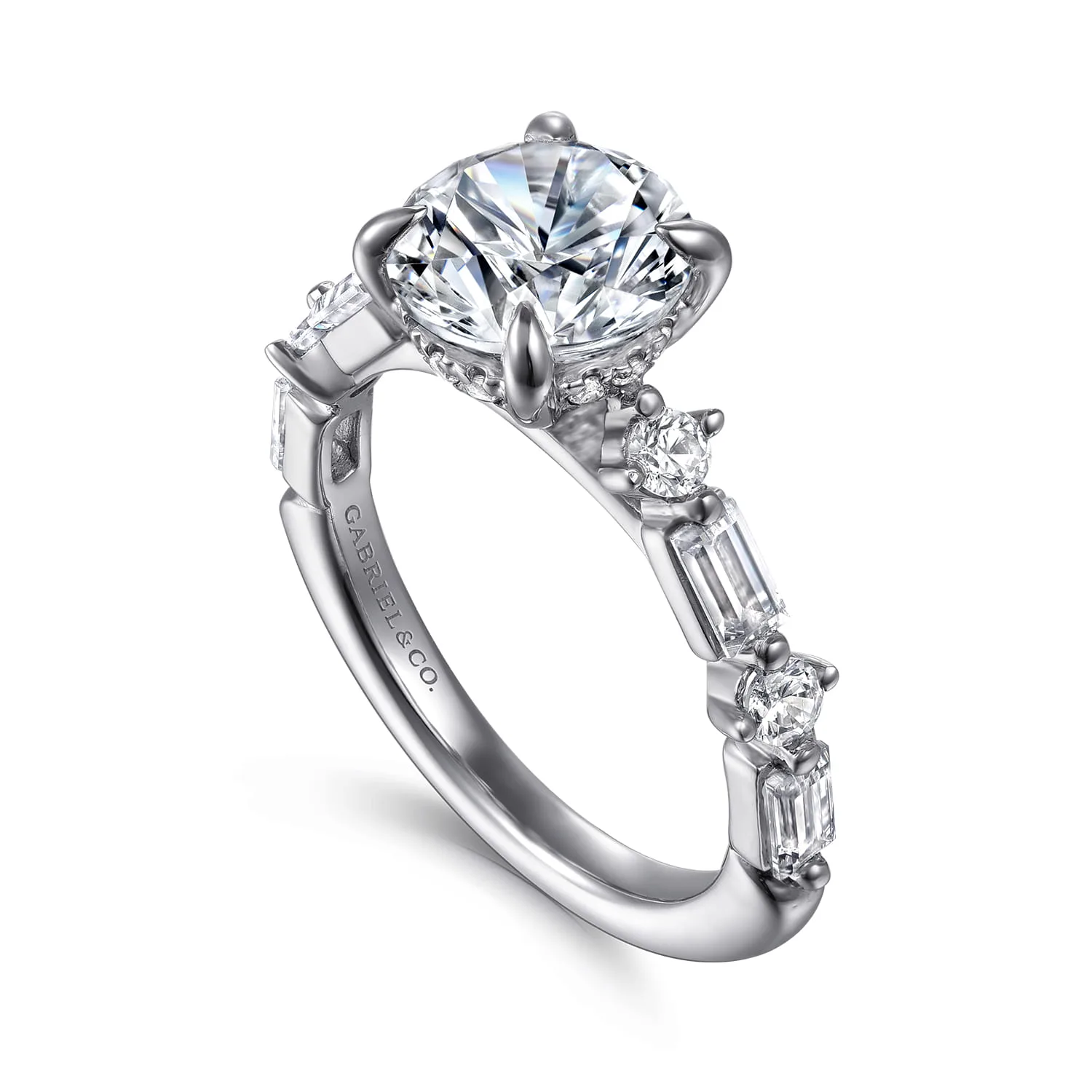 Round Diamond Engagement Ring in 14K White Gold, photograph 3