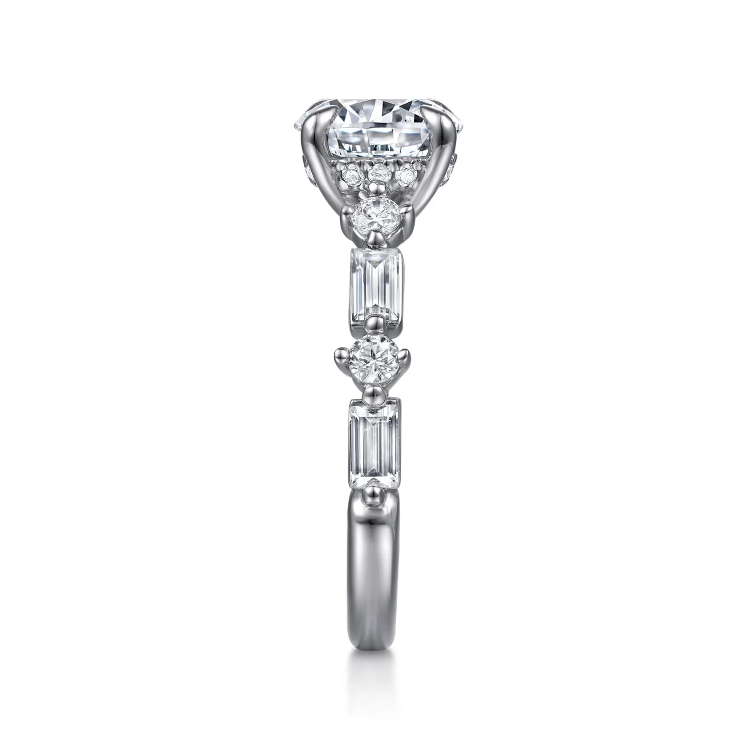Round Diamond Engagement Ring in 14K White Gold, photograph 4