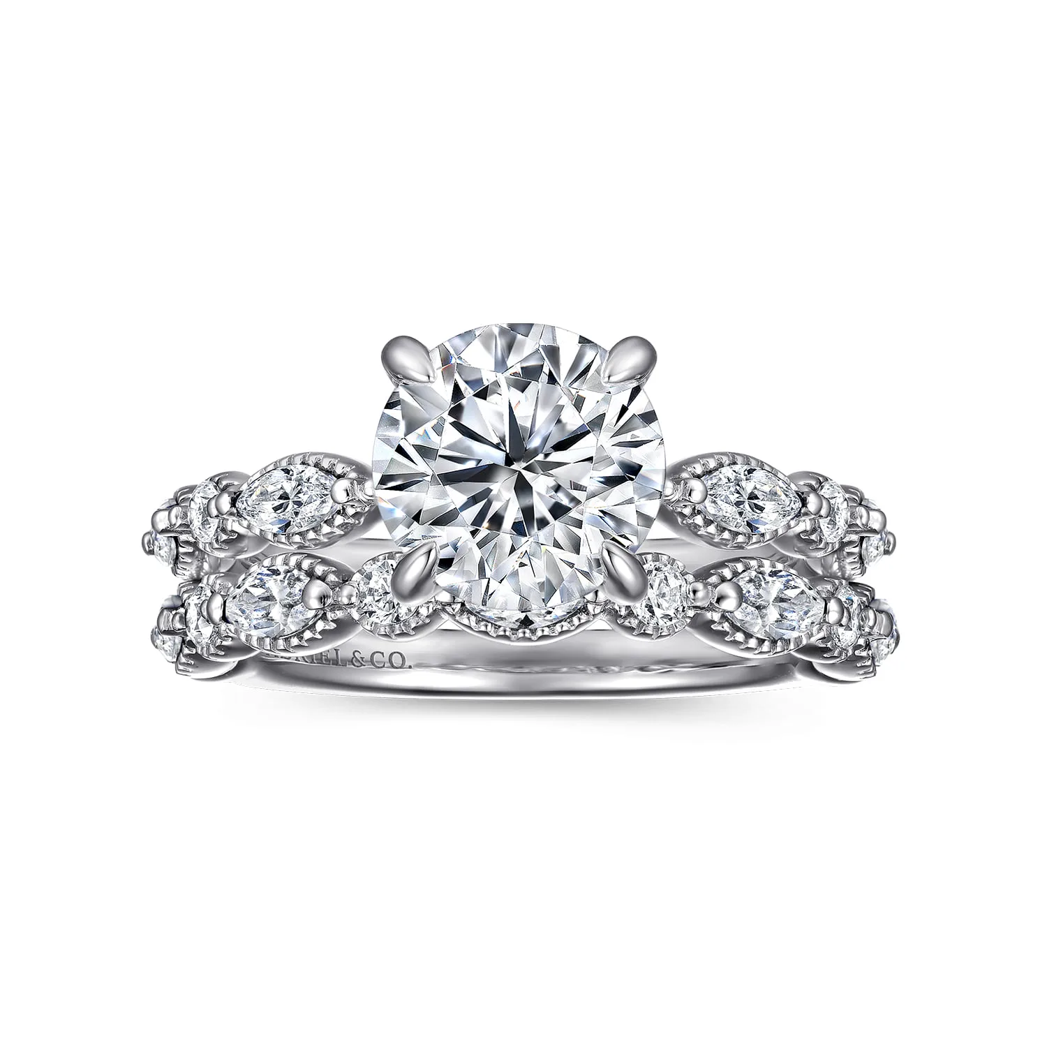 Round Diamond Engagement Ring in 14K White Gold, photograph 4