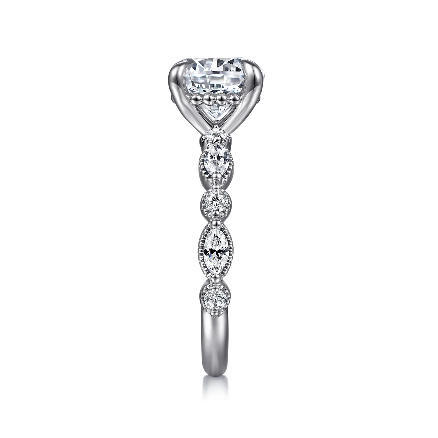 Round Diamond Engagement Ring in 14K White Gold, photograph 5
