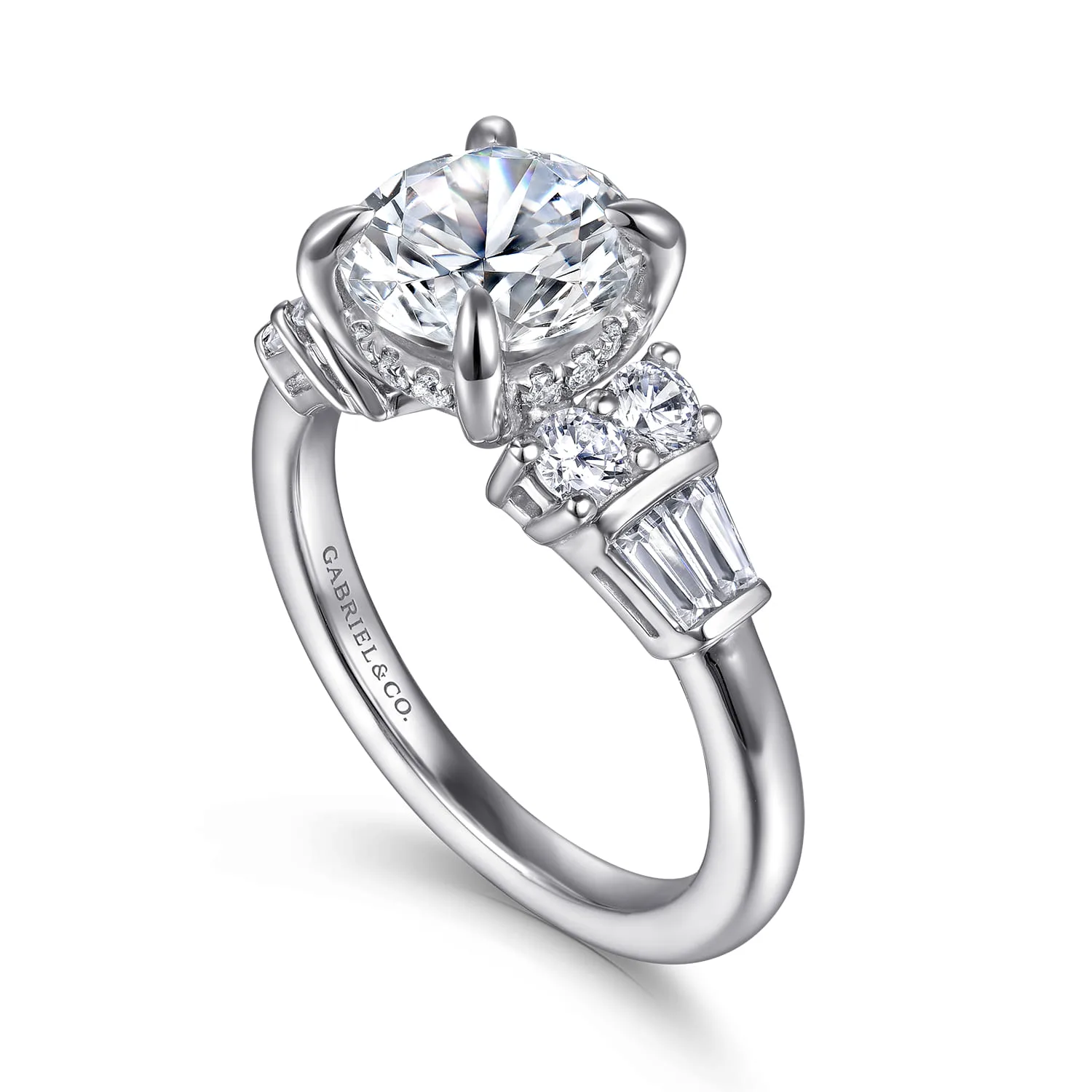 Round Diamond Engagement Ring in 14K White Gold, photograph 3