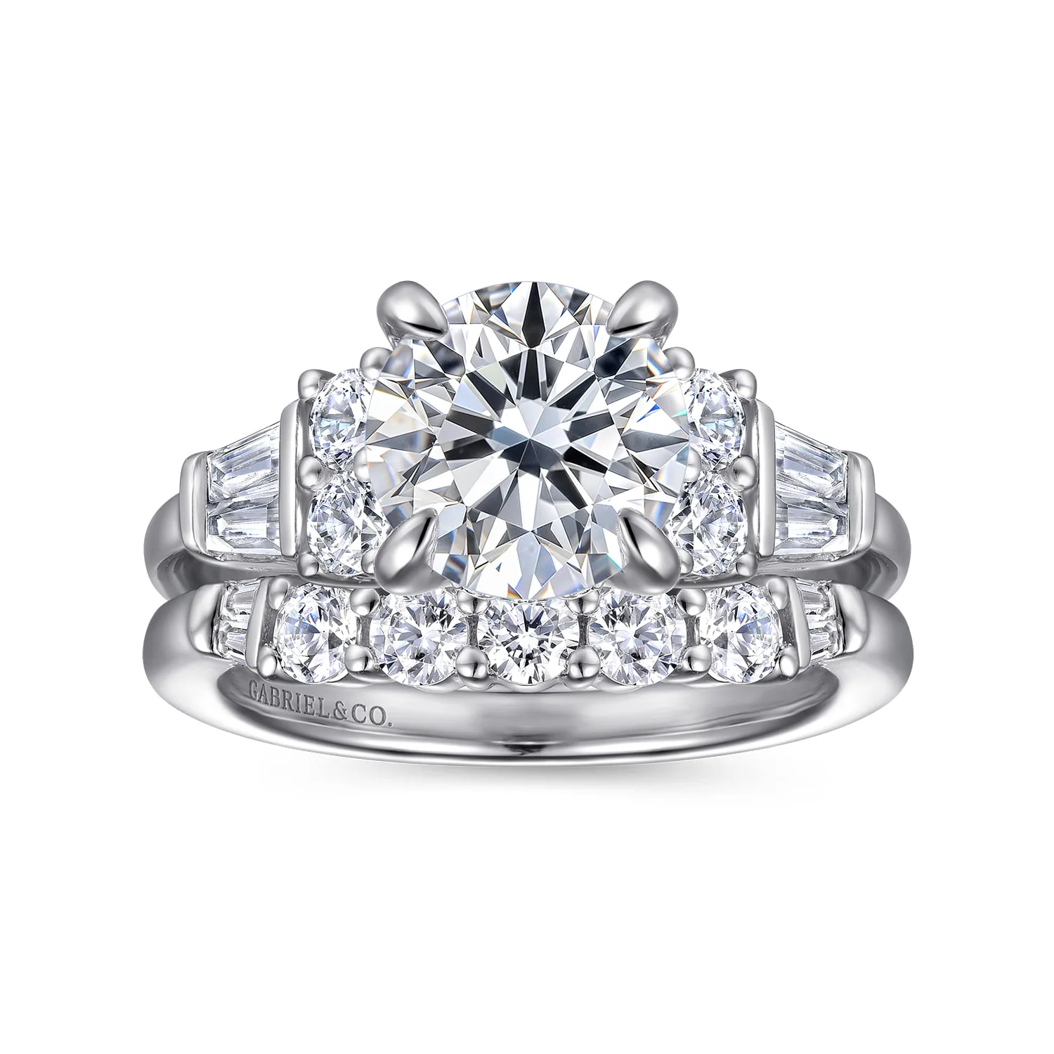 Round Diamond Engagement Ring in 14K White Gold, photograph 4
