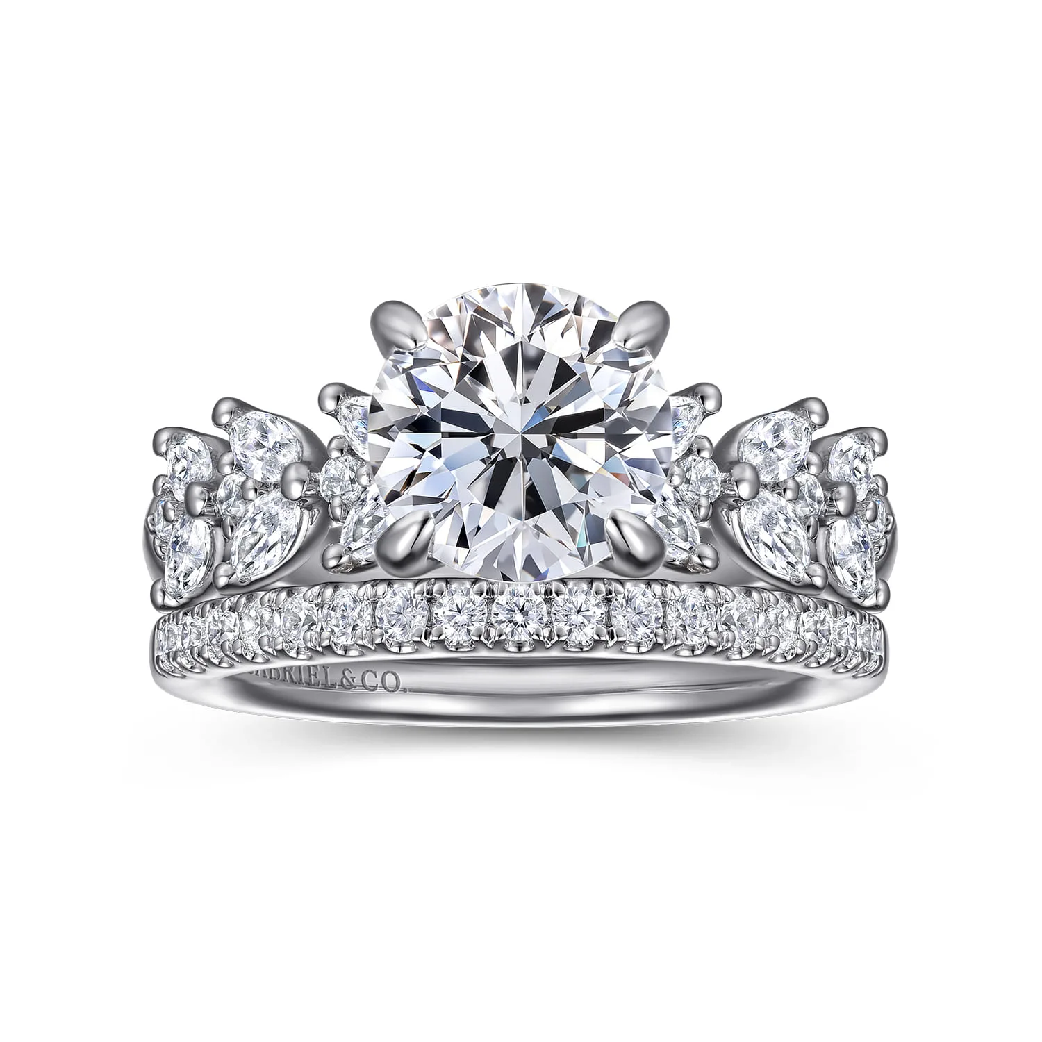 Round Diamond Engagement Ring in 14K White Gold, photograph 4