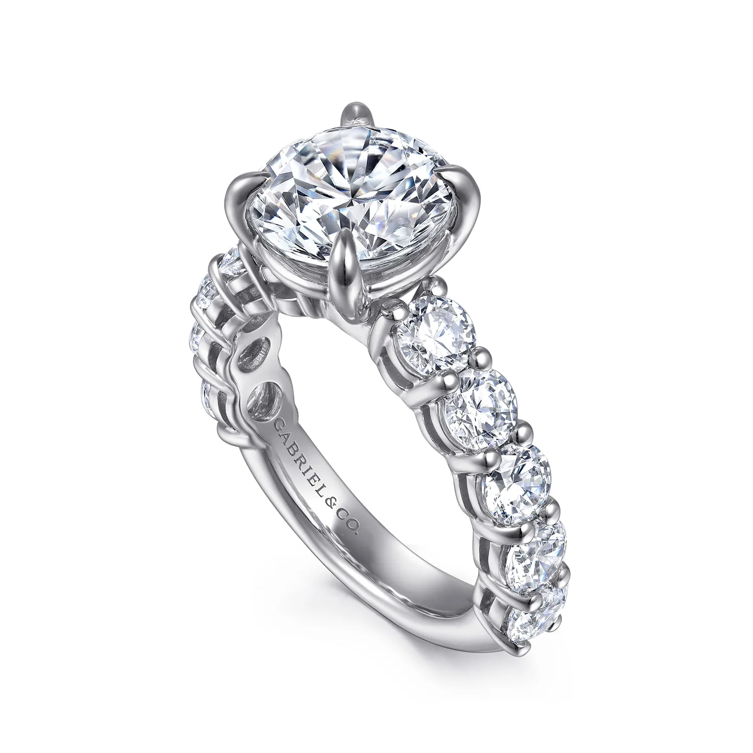Round Diamond Engagement Ring in 14K White Gold, photograph 3