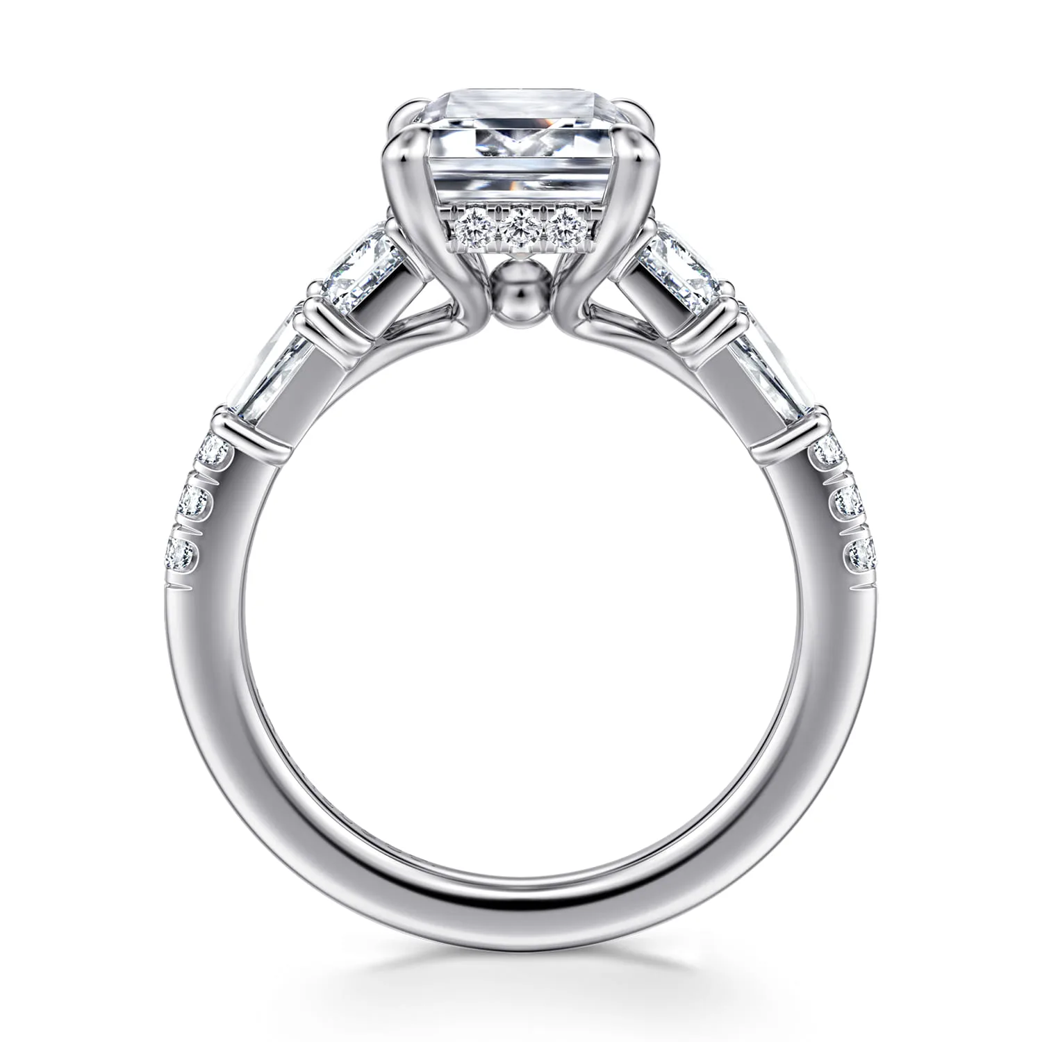 Emerald Diamond Engagement Ring in 14K White Gold, photograph 2
