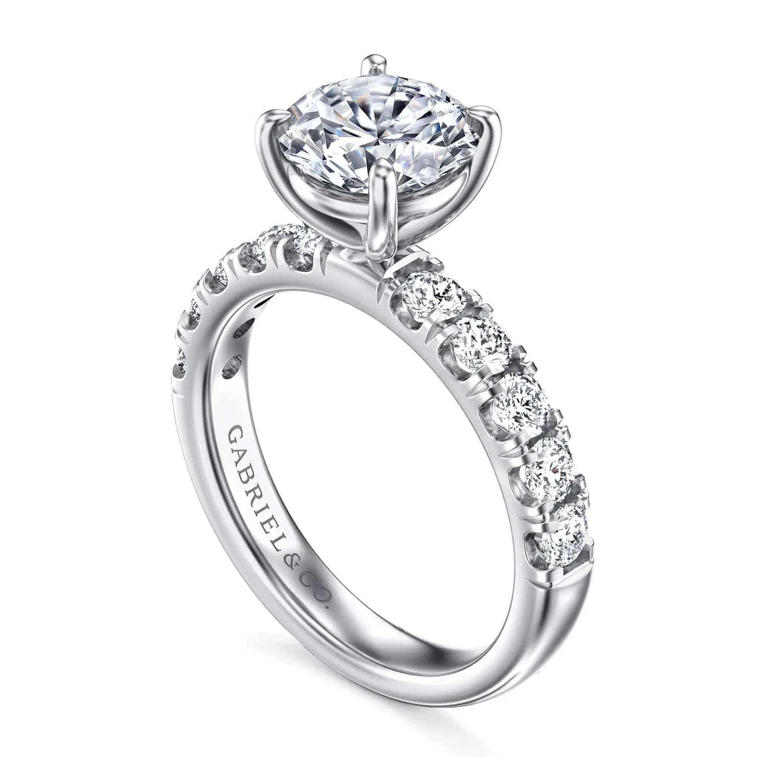 Round Diamond Engagement Ring in 14K White Gold, photograph 3
