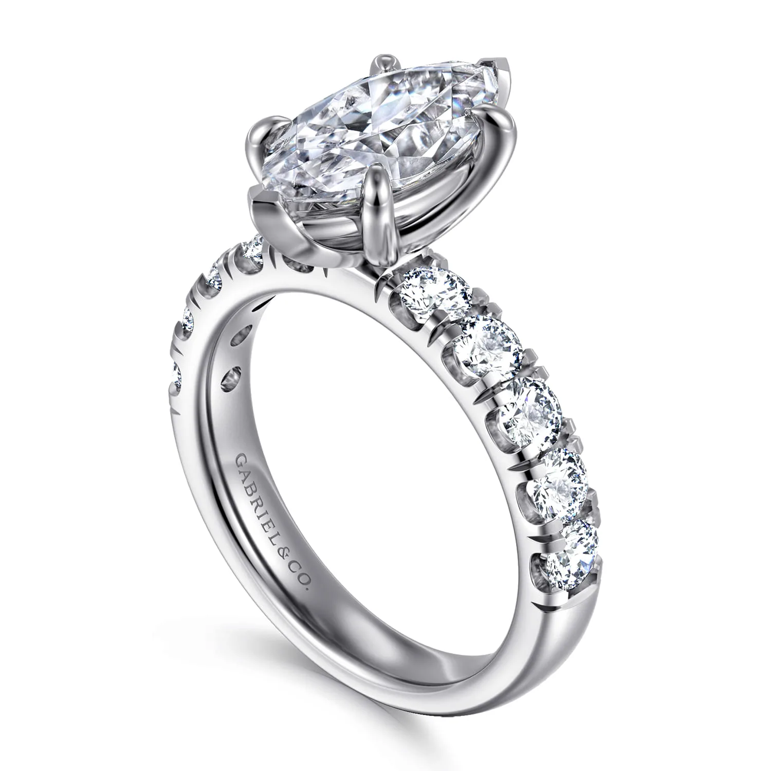 Marquise Diamond Engagement Ring in 14K White Gold, photograph 3