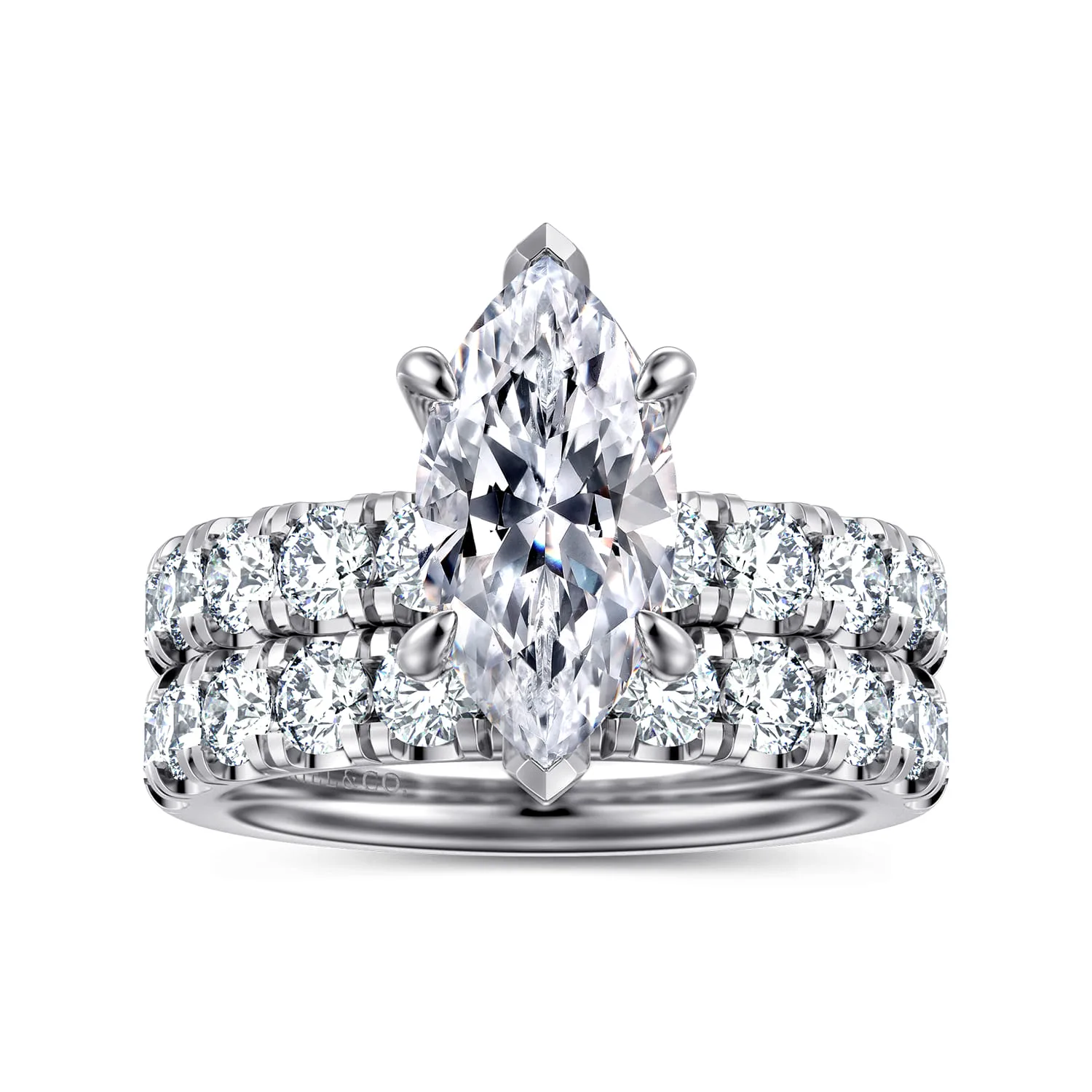 Marquise Diamond Engagement Ring in 14K White Gold, photograph 4