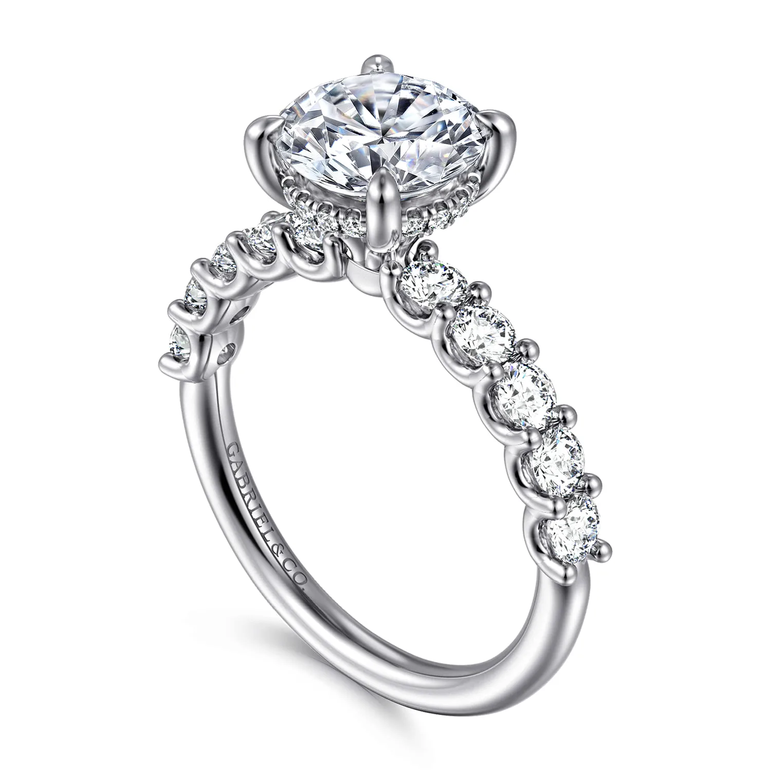 Round Diamond Engagement Ring in 14K White Gold, photograph 3