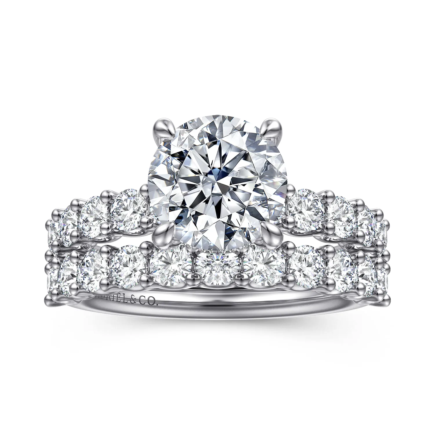 Round Diamond Engagement Ring in 14K White Gold, photograph 4