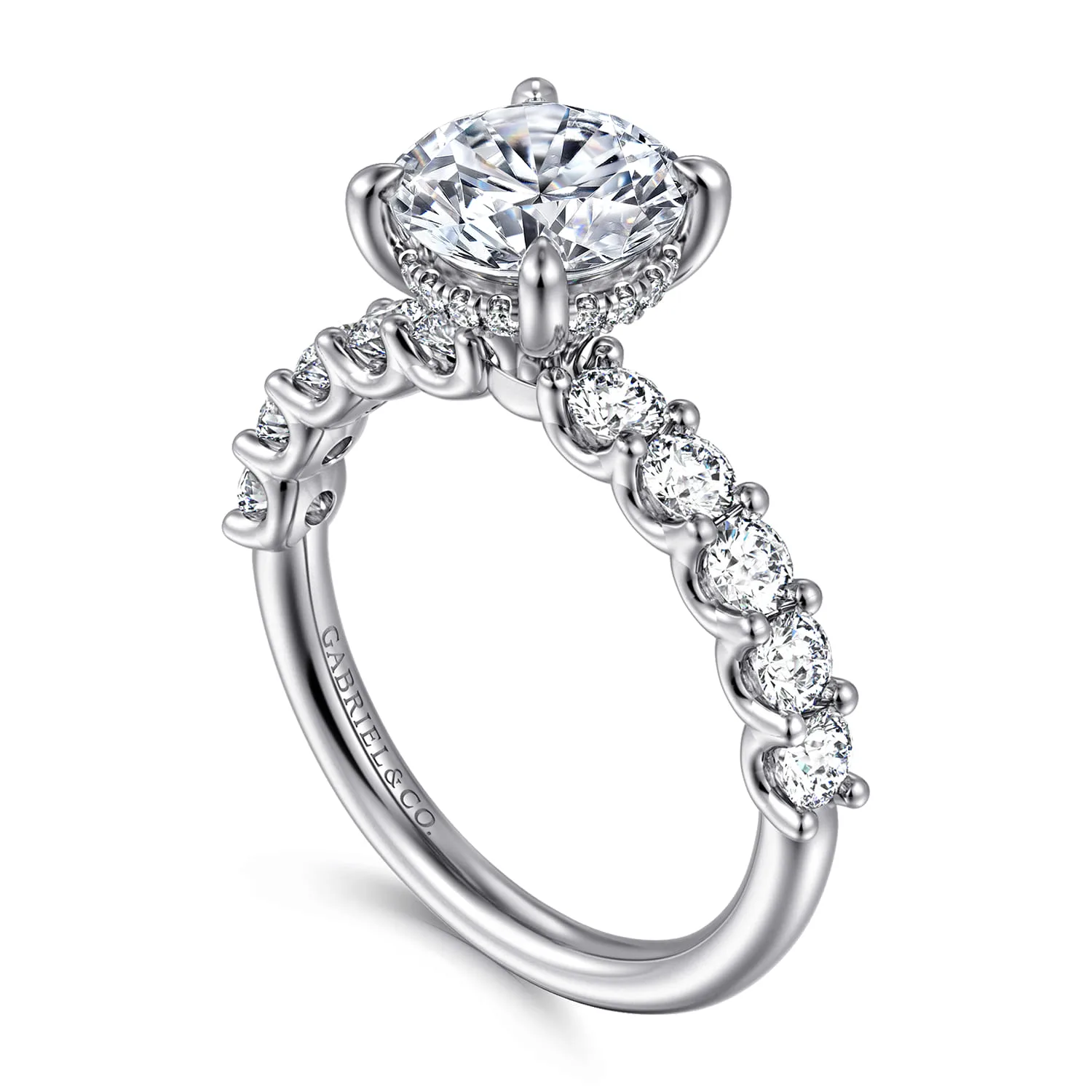 Round Diamond Engagement Ring in 14K White Gold, photograph 3
