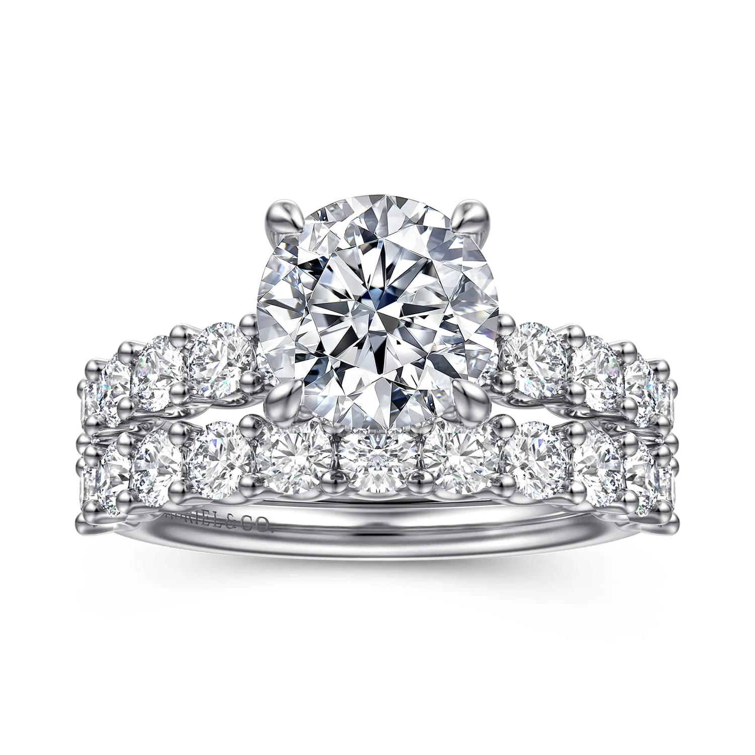 Round Diamond Engagement Ring in 14K White Gold, photograph 4